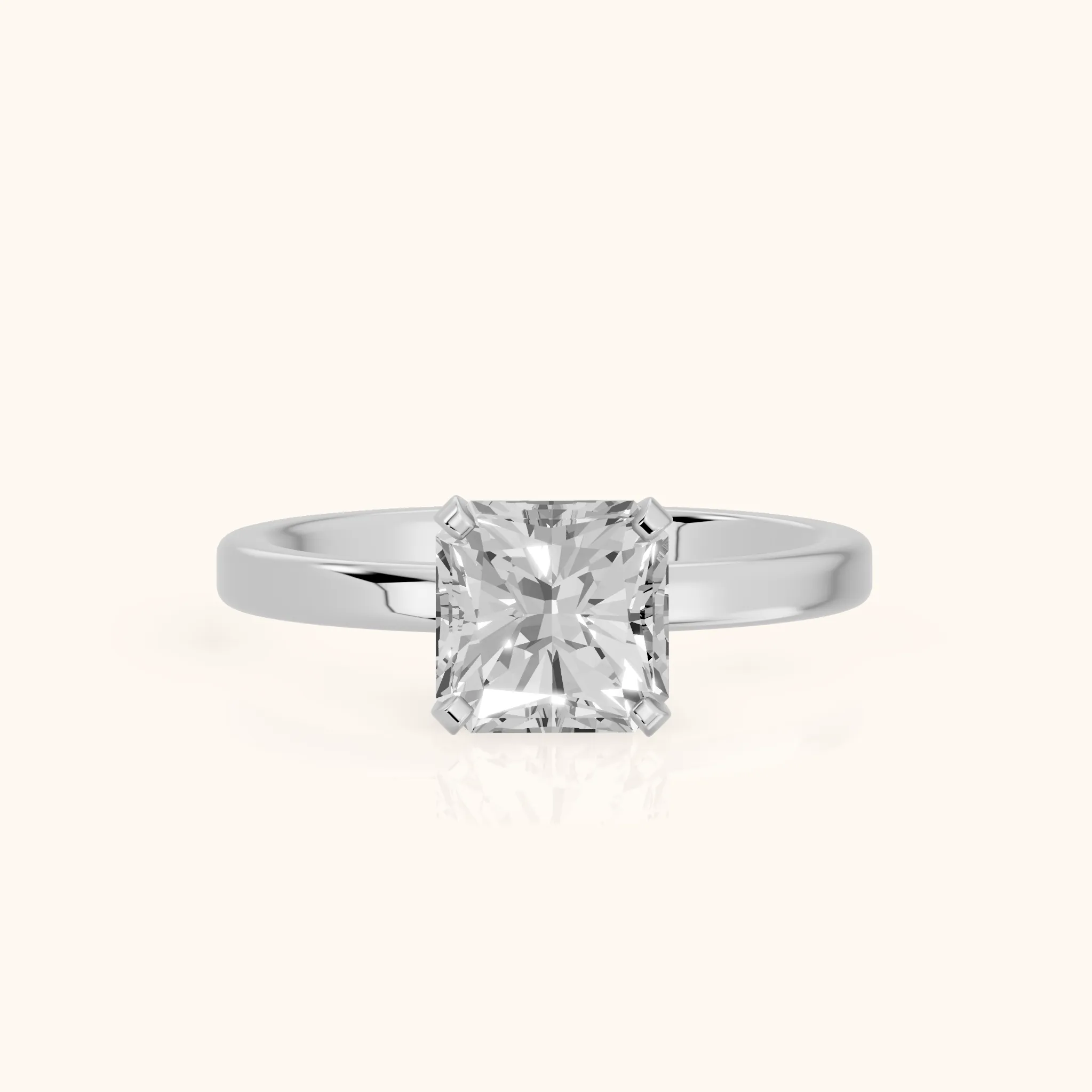 Liana Solitaire Claw Prong Radiant Diamond Engagement Ring in Silver — view 1