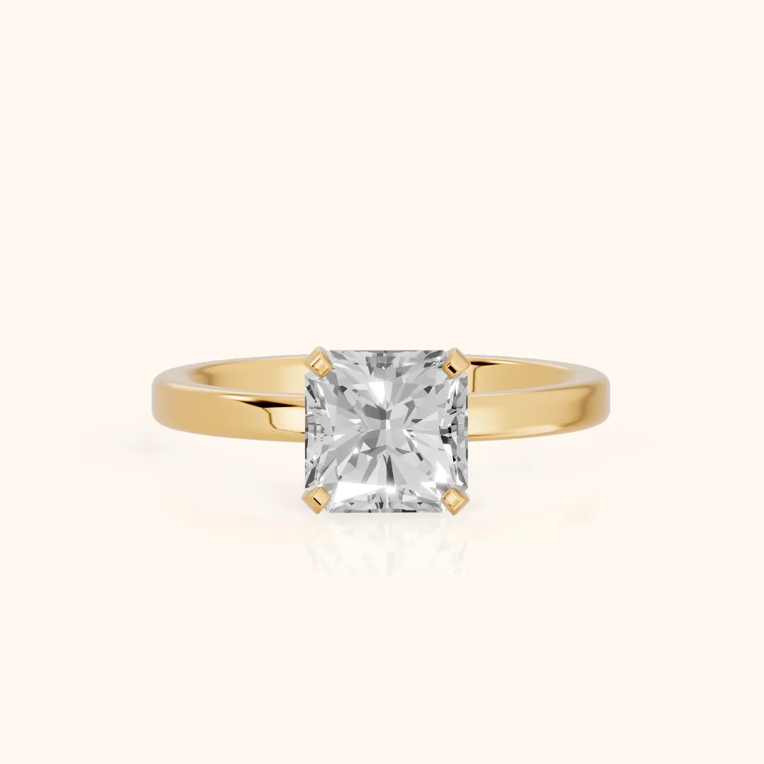 Liana Solitaire Claw Prong Radiant Diamond Engagement Ring in Yellow Gold — view 2