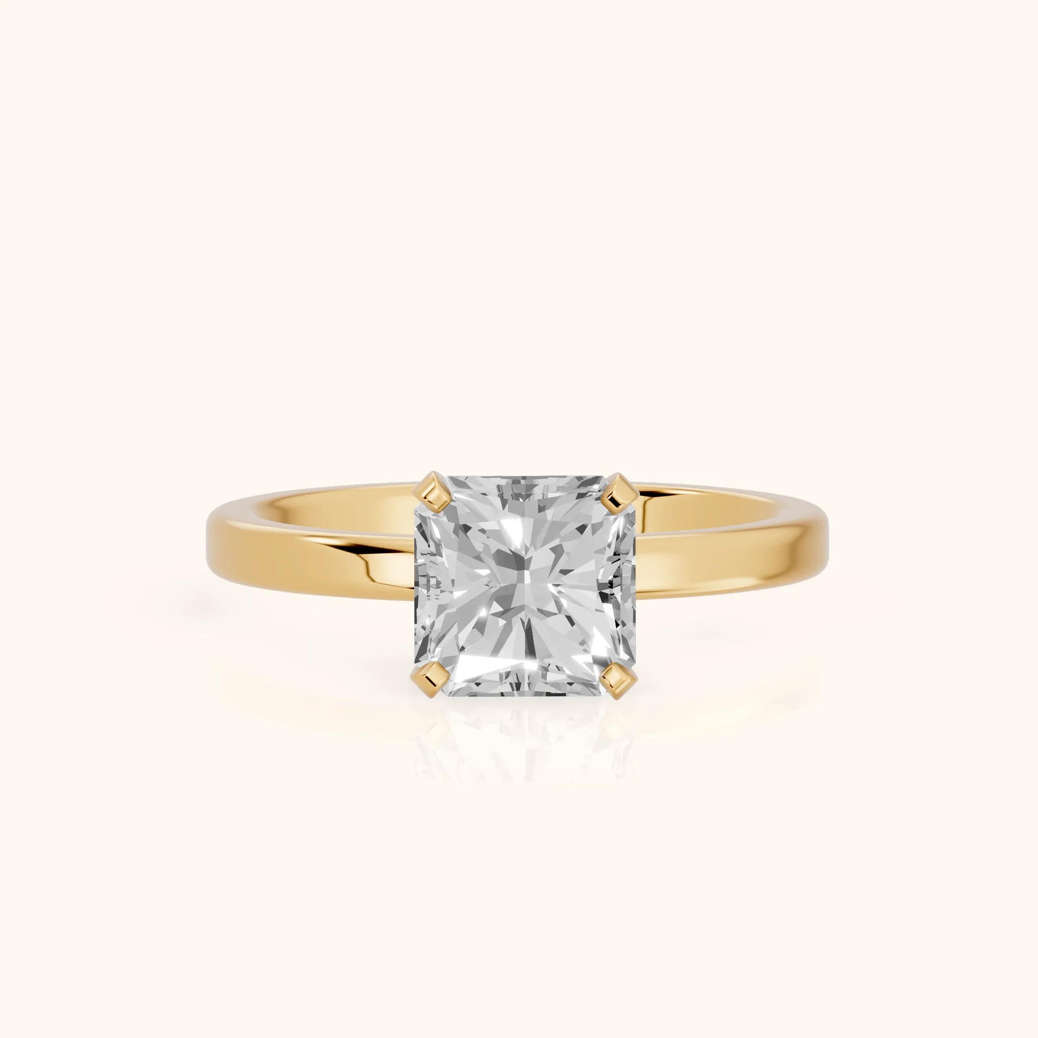 Liana Solitaire Claw Prong Radiant Diamond Engagement Ring in Yellow Gold — view 1