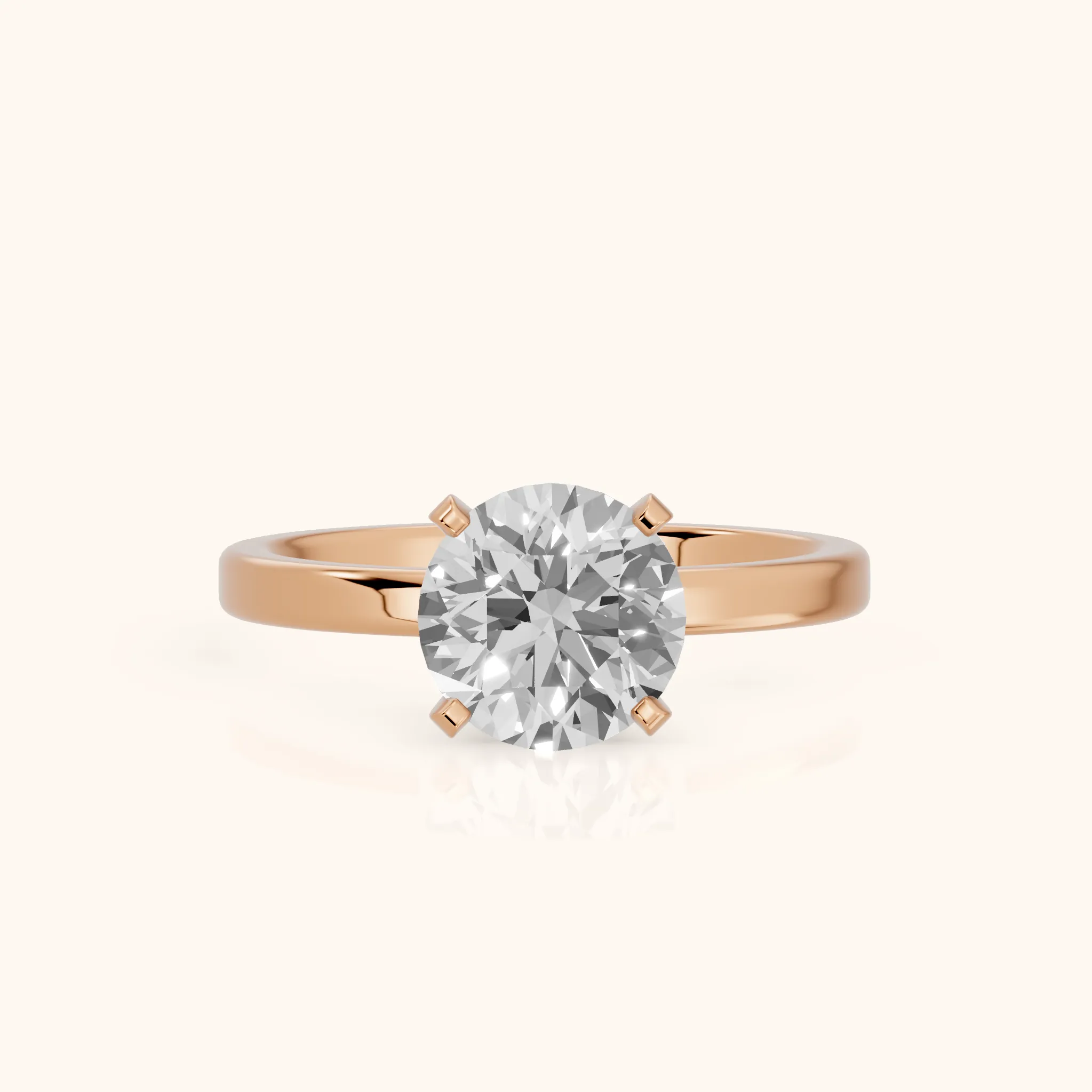 Liana Solitaire Claw Prong Round Diamond Engagement Ring in Rose Gold — view 1