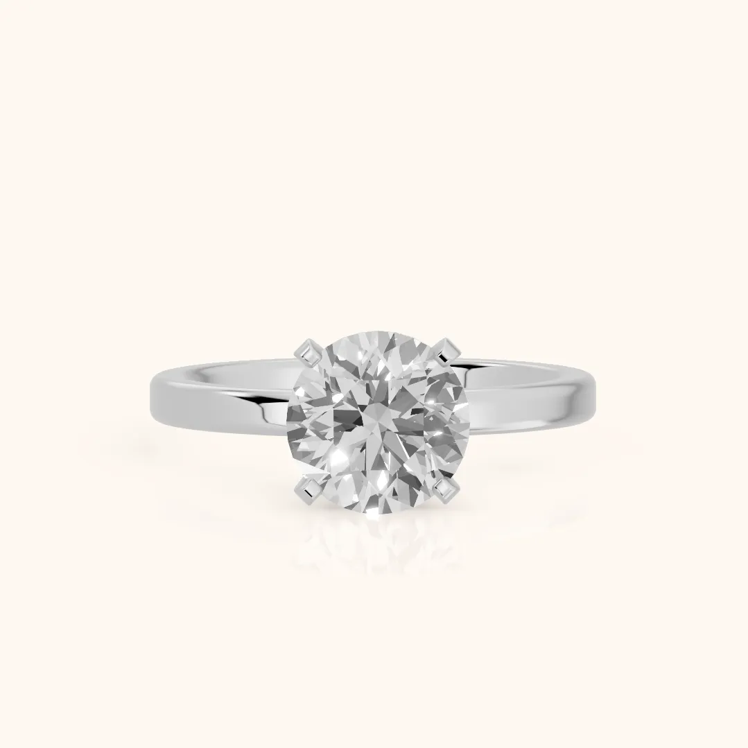Liana Solitaire Claw Prong Round Diamond Engagement Ring in Silver — view 2