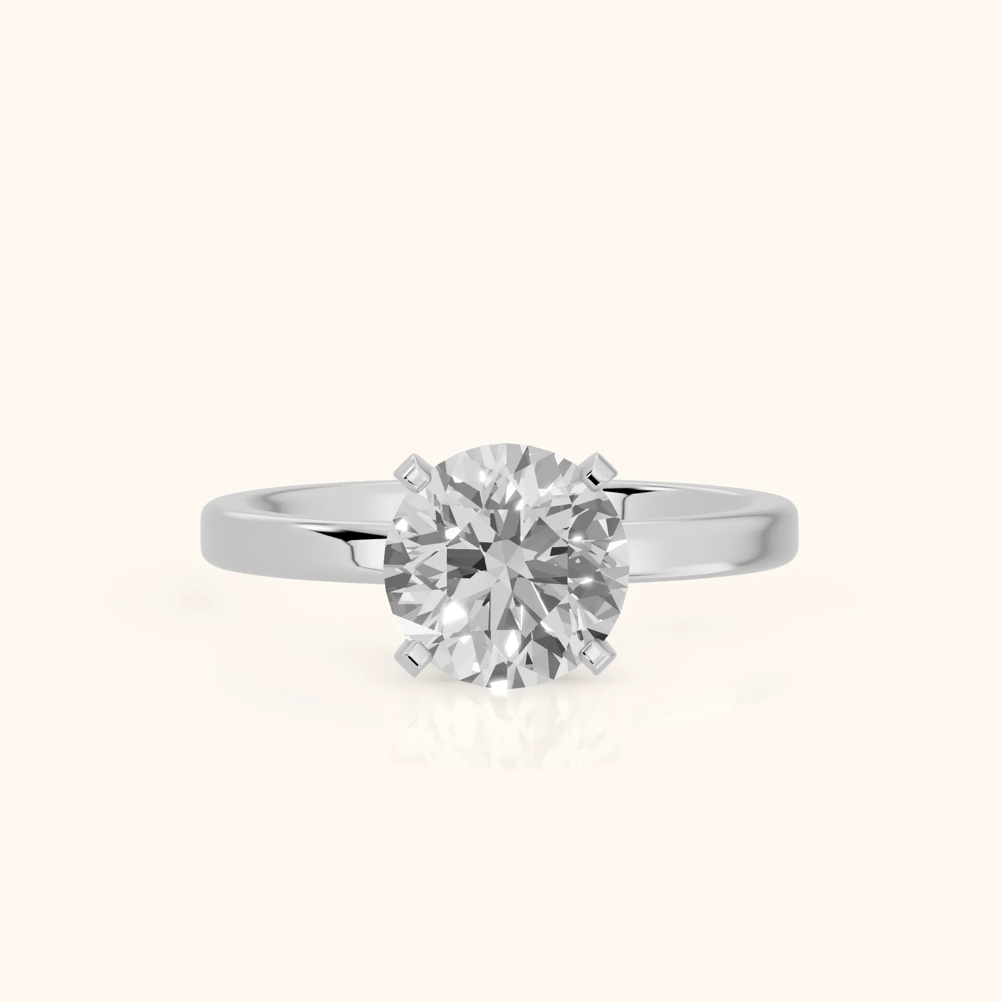 Liana Solitaire Claw Prong Round Diamond Engagement Ring in Silver — view 1
