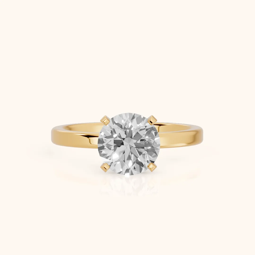 Liana Solitaire Claw Prong Round Diamond Engagement Ring in Yellow Gold — view 2