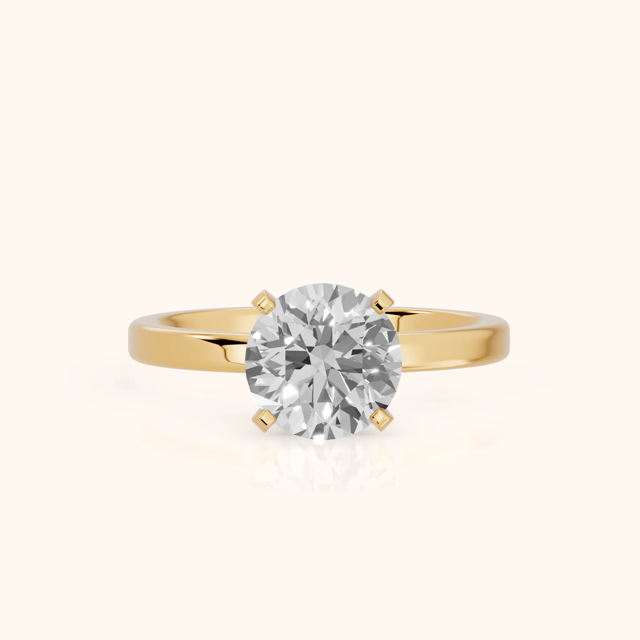 Liana Solitaire Claw Prong Round Diamond Engagement Ring in Yellow Gold — view 1