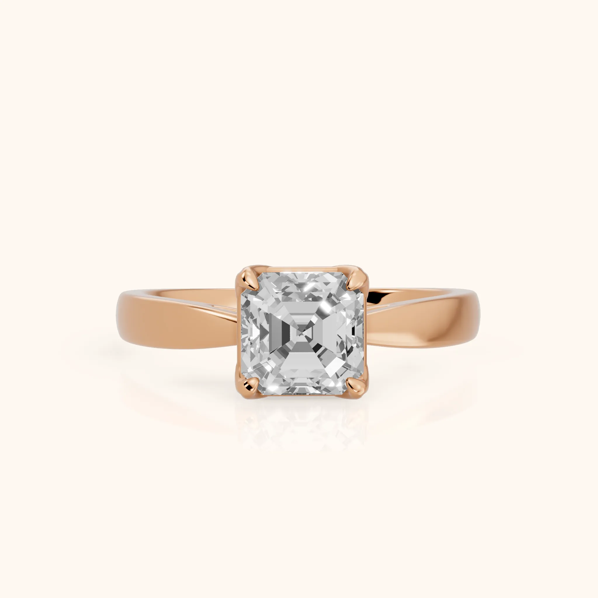 Lucia Solitaire Six-Prong Asscher Diamond Engagement Ring in Rose Gold — view 1