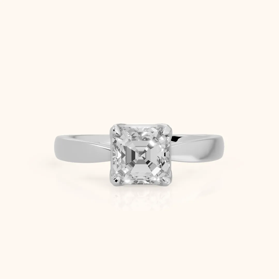 Lucia Solitaire Six-Prong Asscher Diamond Engagement Ring in Platinum — view 2