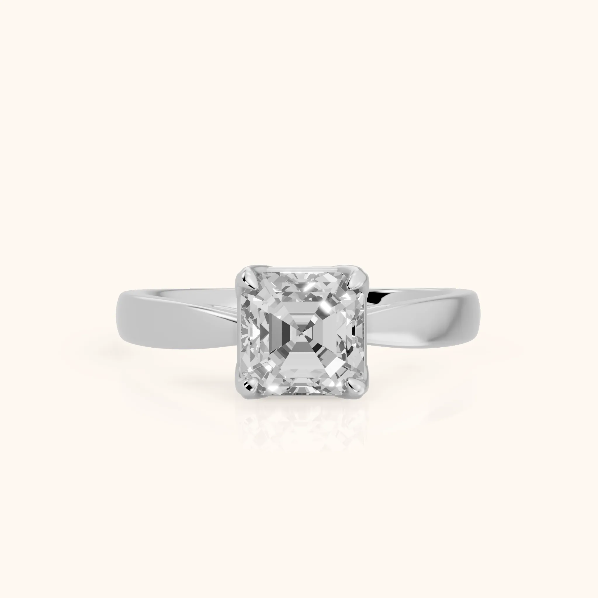 Lucia Solitaire Six-Prong Asscher Diamond Engagement Ring in Platinum — view 1