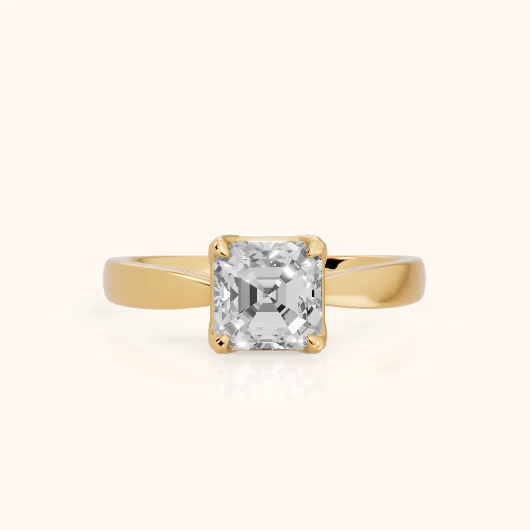 Lucia Solitaire Six-Prong Asscher Diamond Engagement Ring in Yellow Gold — view 2