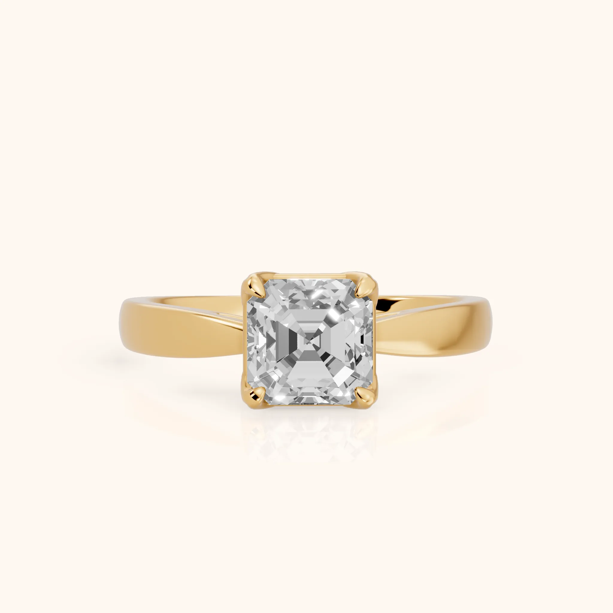 Lucia Solitaire Six-Prong Asscher Diamond Engagement Ring in Yellow Gold — view 1
