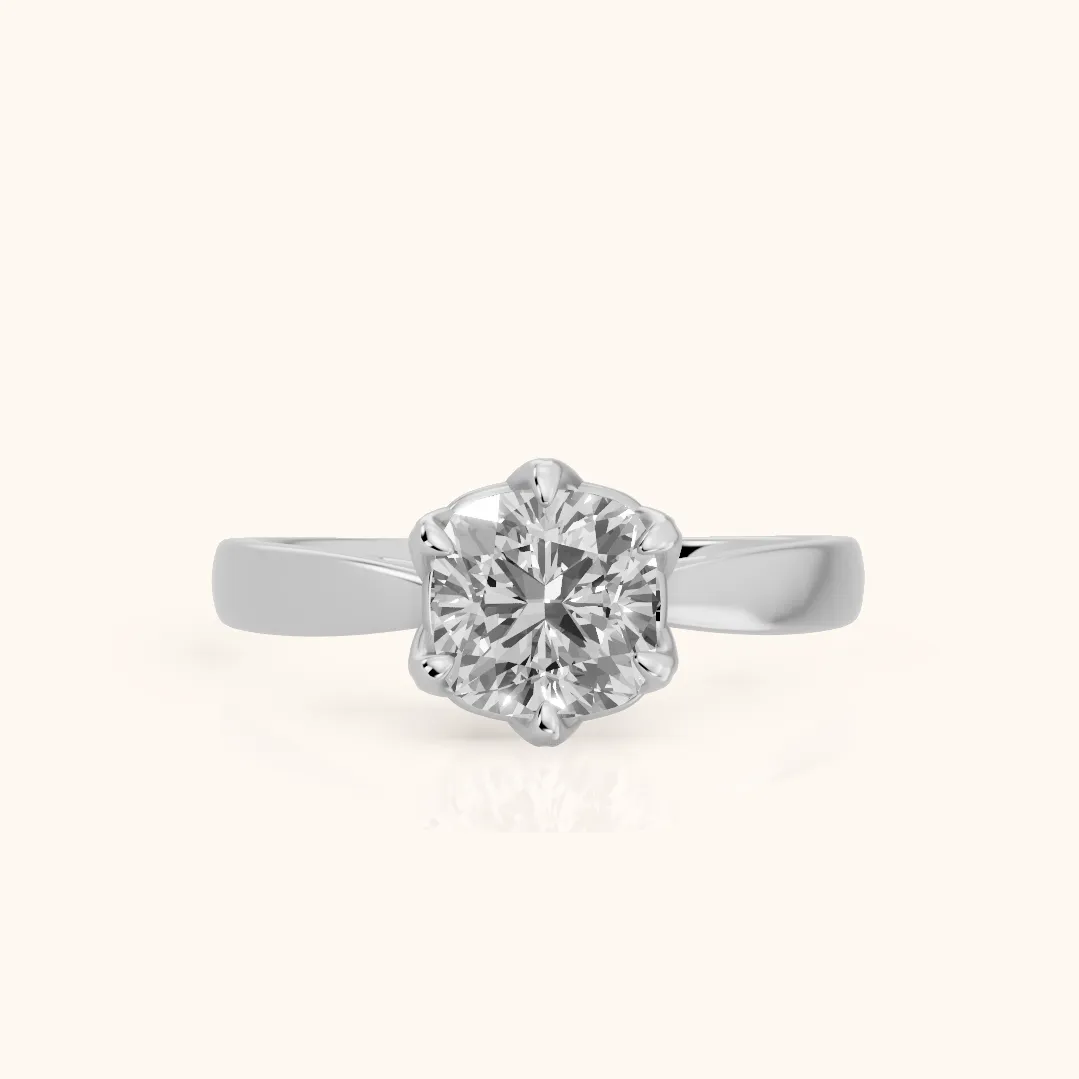 Lucia Solitaire Six-Prong Cushion Diamond Engagement Ring in Silver — view 2