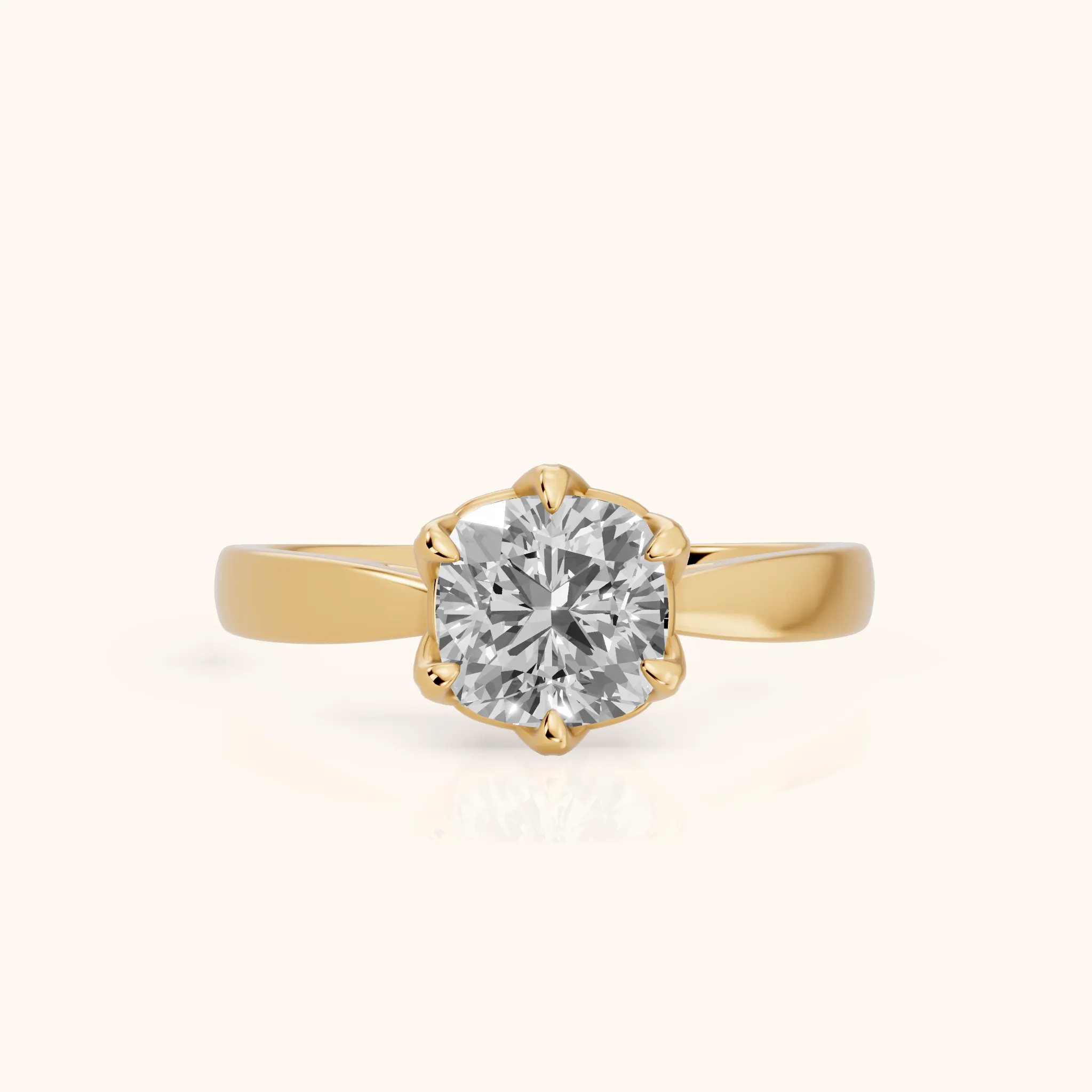 Lucia Solitaire Six-Prong Cushion Diamond Engagement Ring in Yellow Gold — view 1