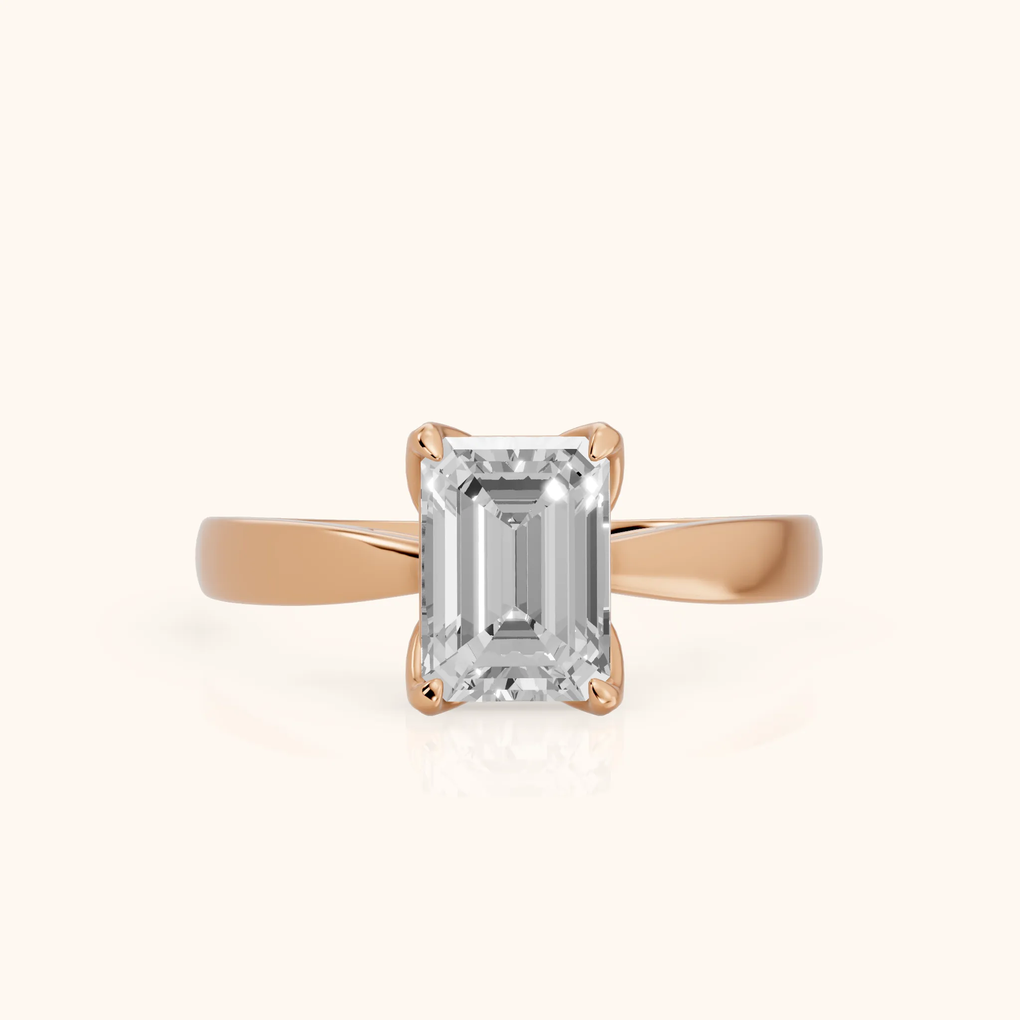 Lucia Solitaire Six-Prong Emerald Diamond Engagement Ring in Rose Gold — view 1
