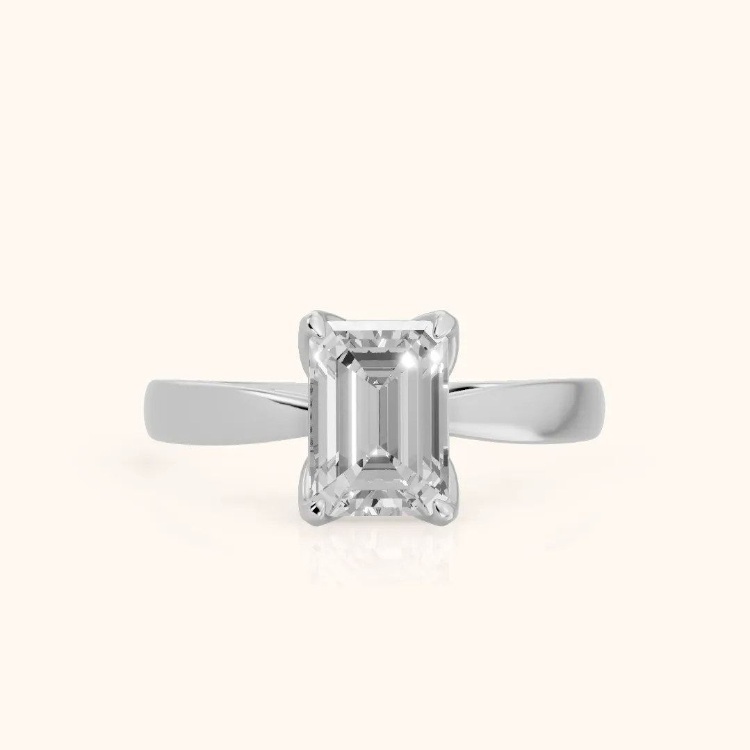 Lucia Solitaire Six-Prong Emerald Diamond Engagement Ring in Platinum — view 2