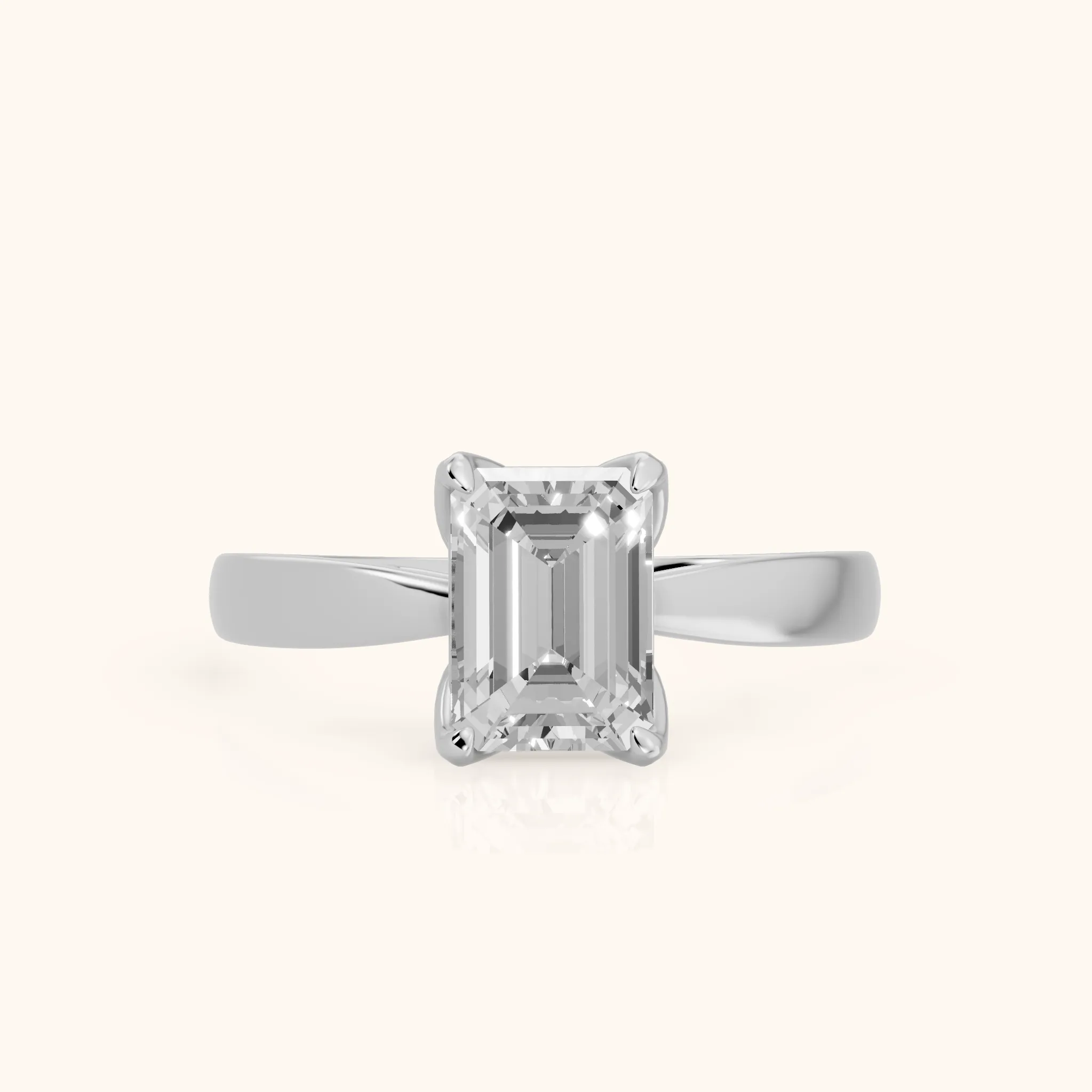 Lucia Solitaire Six-Prong Emerald Diamond Engagement Ring in Platinum — view 1