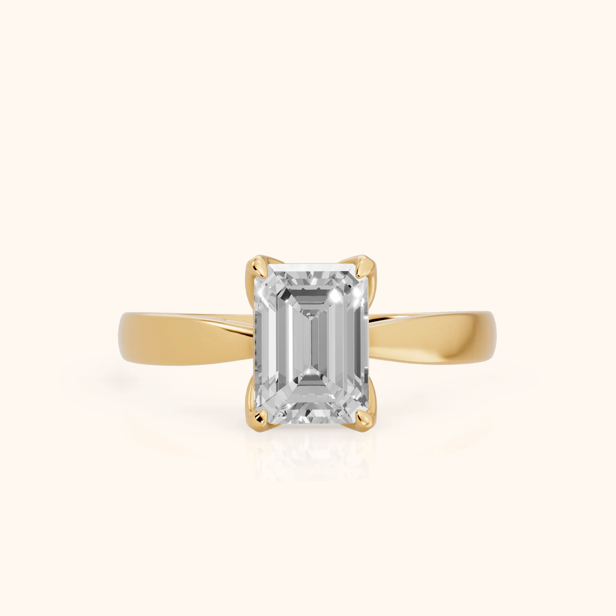 Lucia Solitaire Six-Prong Emerald Diamond Engagement Ring in Yellow Gold — view 1