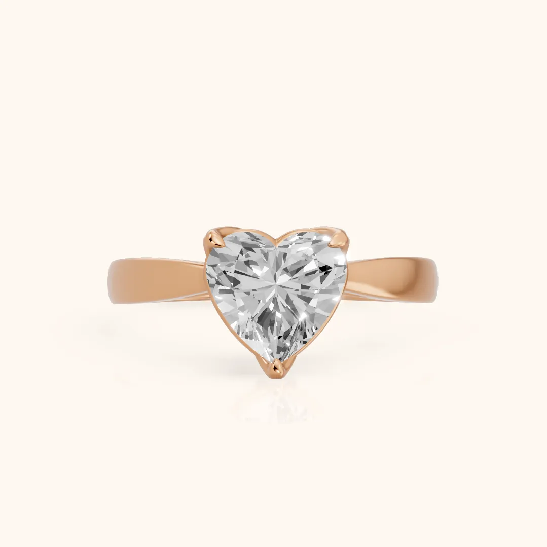 Lucia Solitaire Six-Prong Heart Diamond Engagement Ring in Rose Gold — view 2