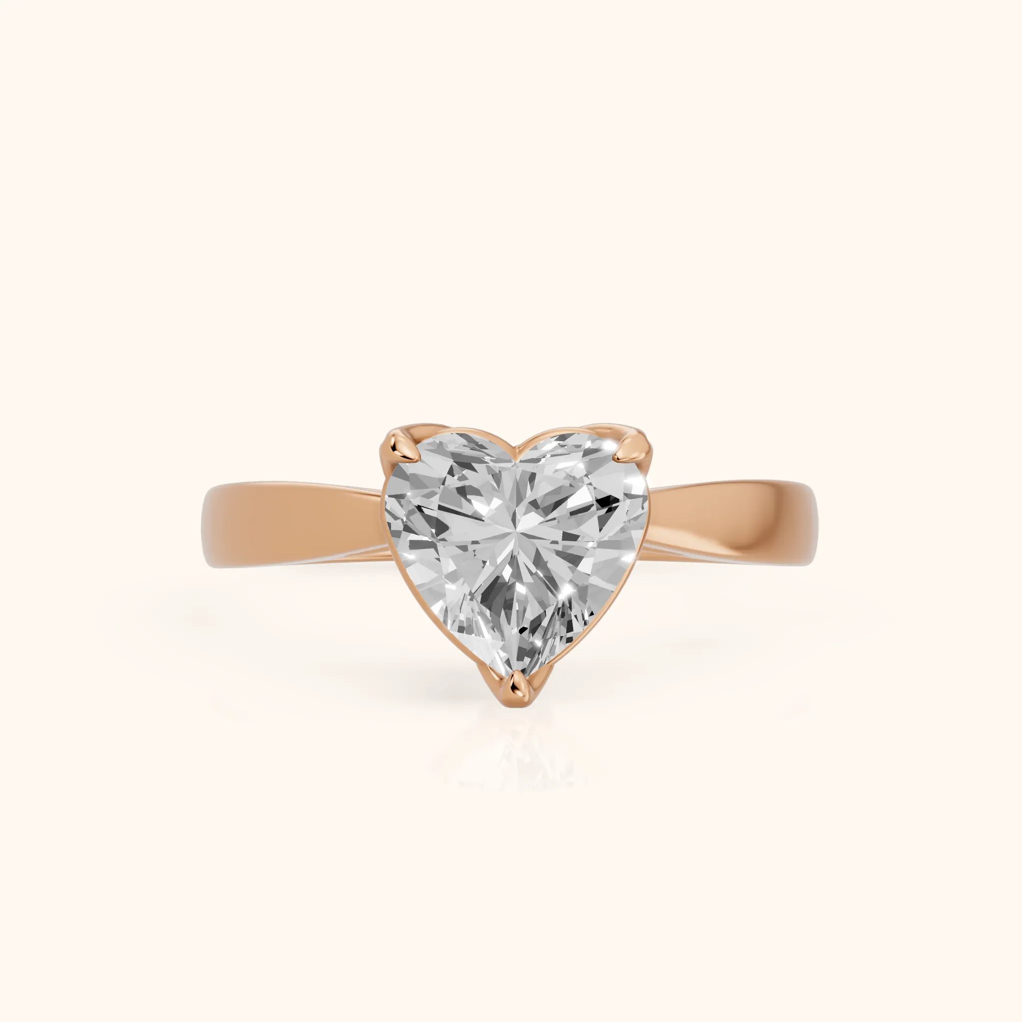 Lucia Solitaire Six-Prong Heart Diamond Engagement Ring in Rose Gold — view 1