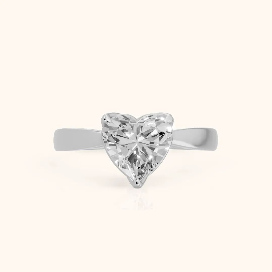 Lucia Solitaire Six-Prong Heart Diamond Engagement Ring in Platinum — view 2