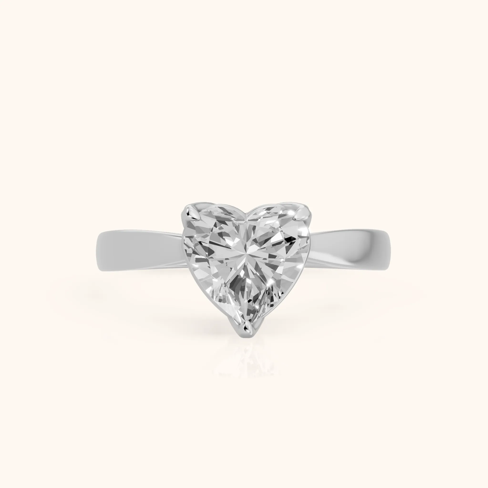 Lucia Solitaire Six-Prong Heart Diamond Engagement Ring in Platinum — view 1