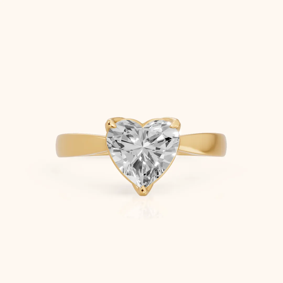 Lucia Solitaire Six-Prong Heart Diamond Engagement Ring in Yellow Gold — view 2