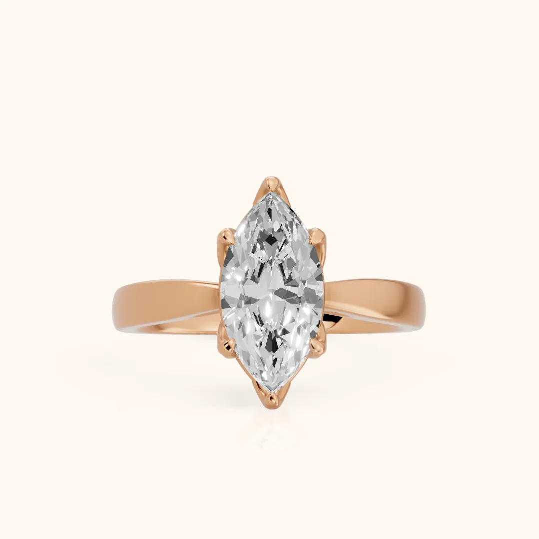 Lucia Solitaire Six-Prong Marquise Diamond Engagement Ring in Rose Gold — view 2