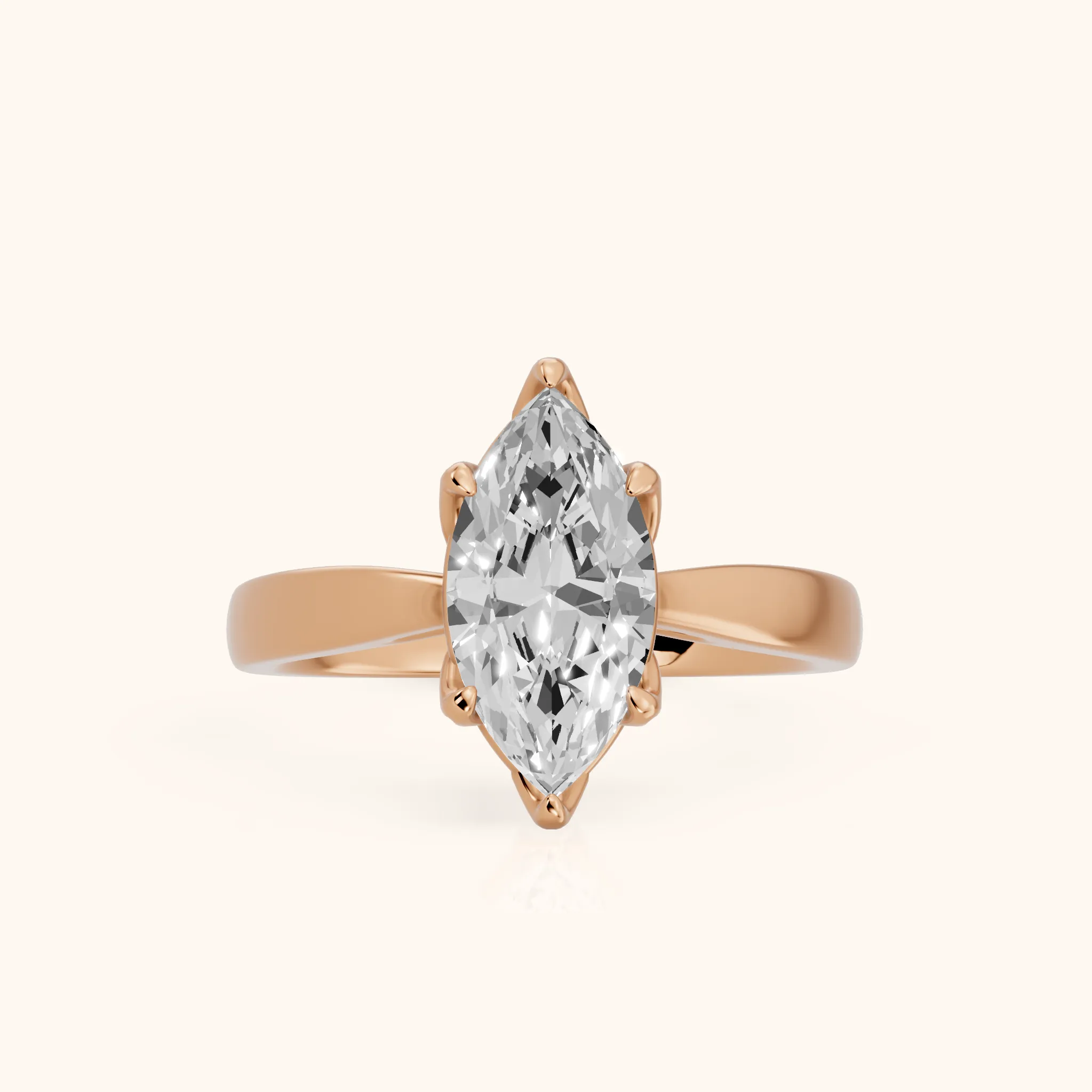 Lucia Solitaire Six-Prong Marquise Diamond Engagement Ring in Rose Gold — view 1