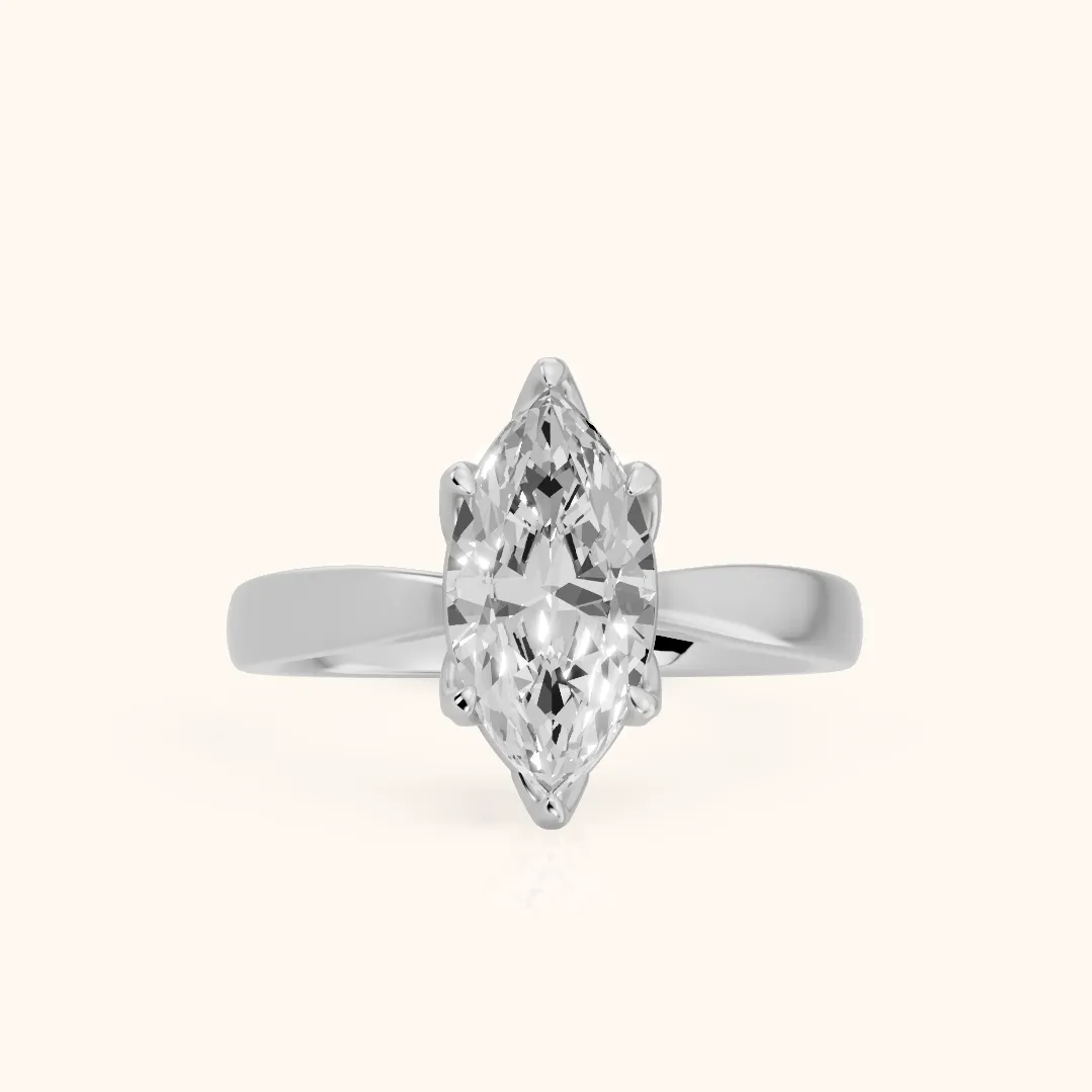 Lucia Solitaire Six-Prong Marquise Diamond Engagement Ring in Silver — view 2
