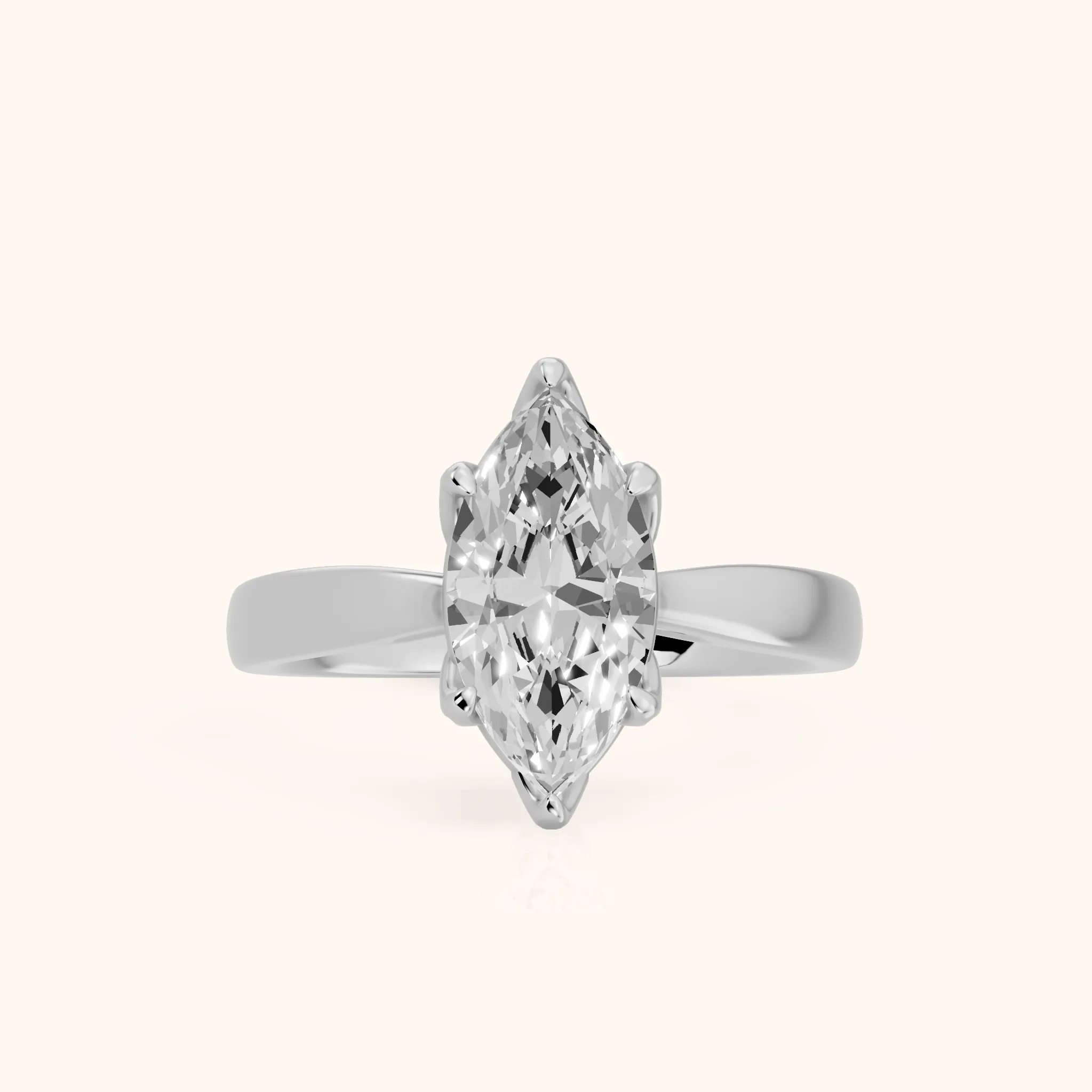 Lucia Solitaire Six-Prong Marquise Diamond Engagement Ring in Silver — view 1
