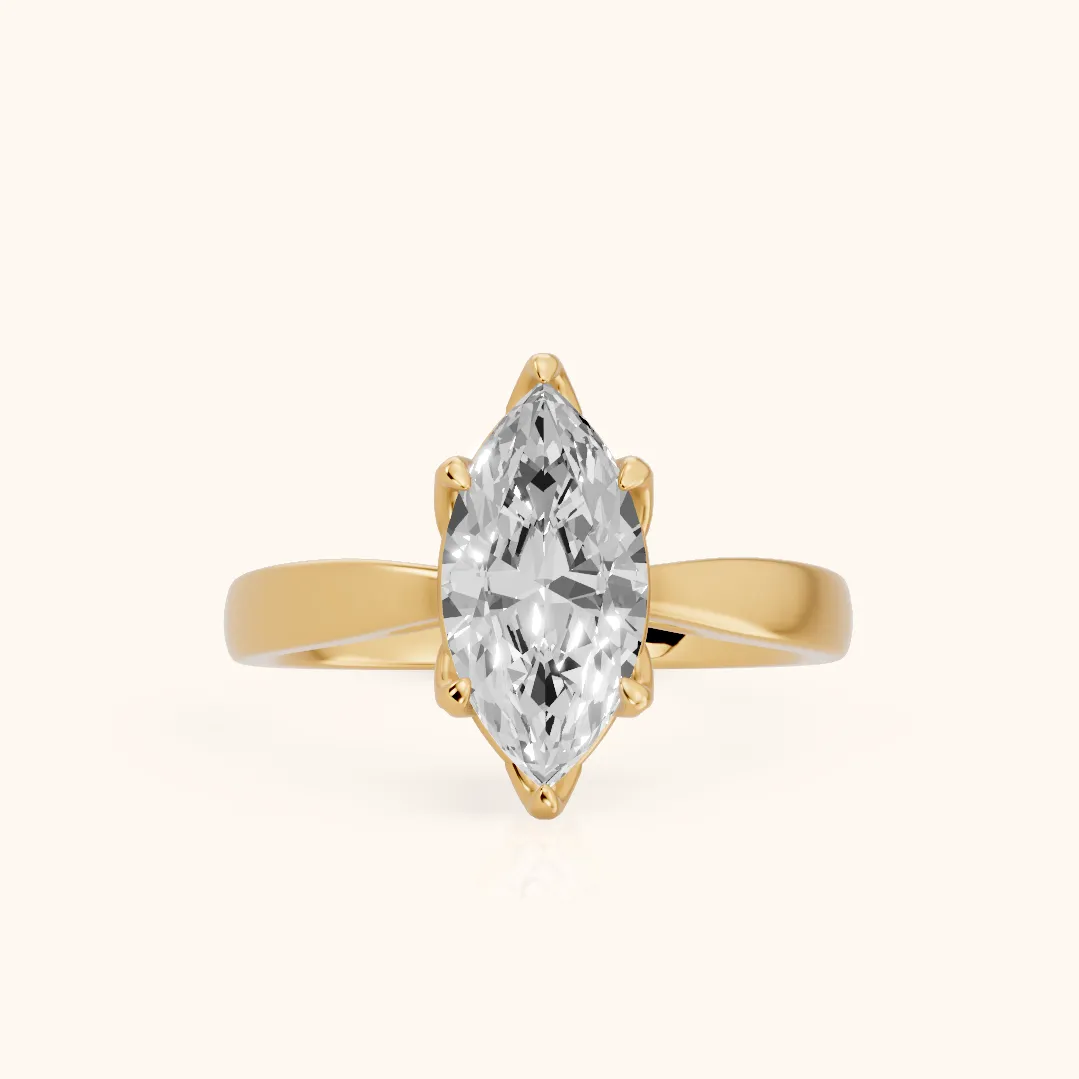 Lucia Solitaire Six-Prong Marquise Diamond Engagement Ring in Yellow Gold — view 2