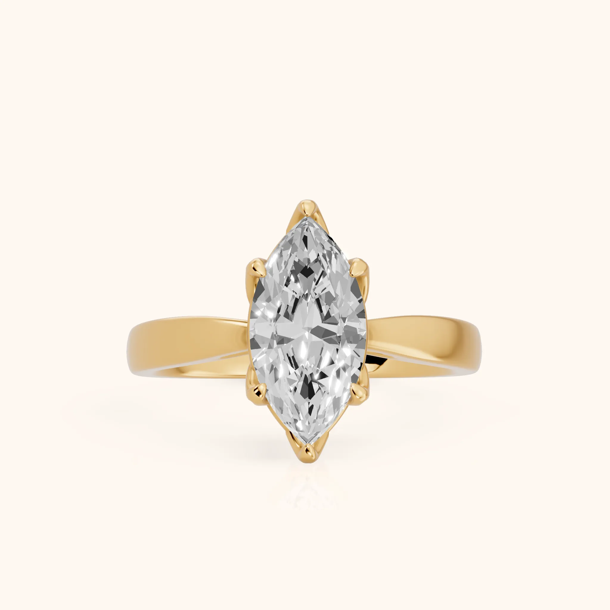 Lucia Solitaire Six-Prong Marquise Diamond Engagement Ring in Yellow Gold — view 1