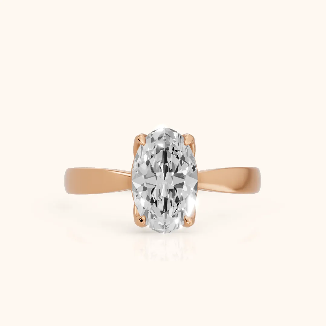 Lucia Solitaire Six-Prong Oval Diamond Engagement Ring in Rose Gold — view 2