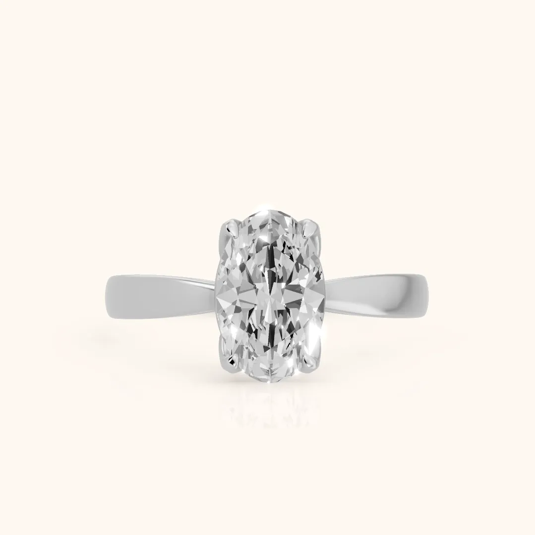 Lucia Solitaire Six-Prong Oval Diamond Engagement Ring in Platinum — view 2