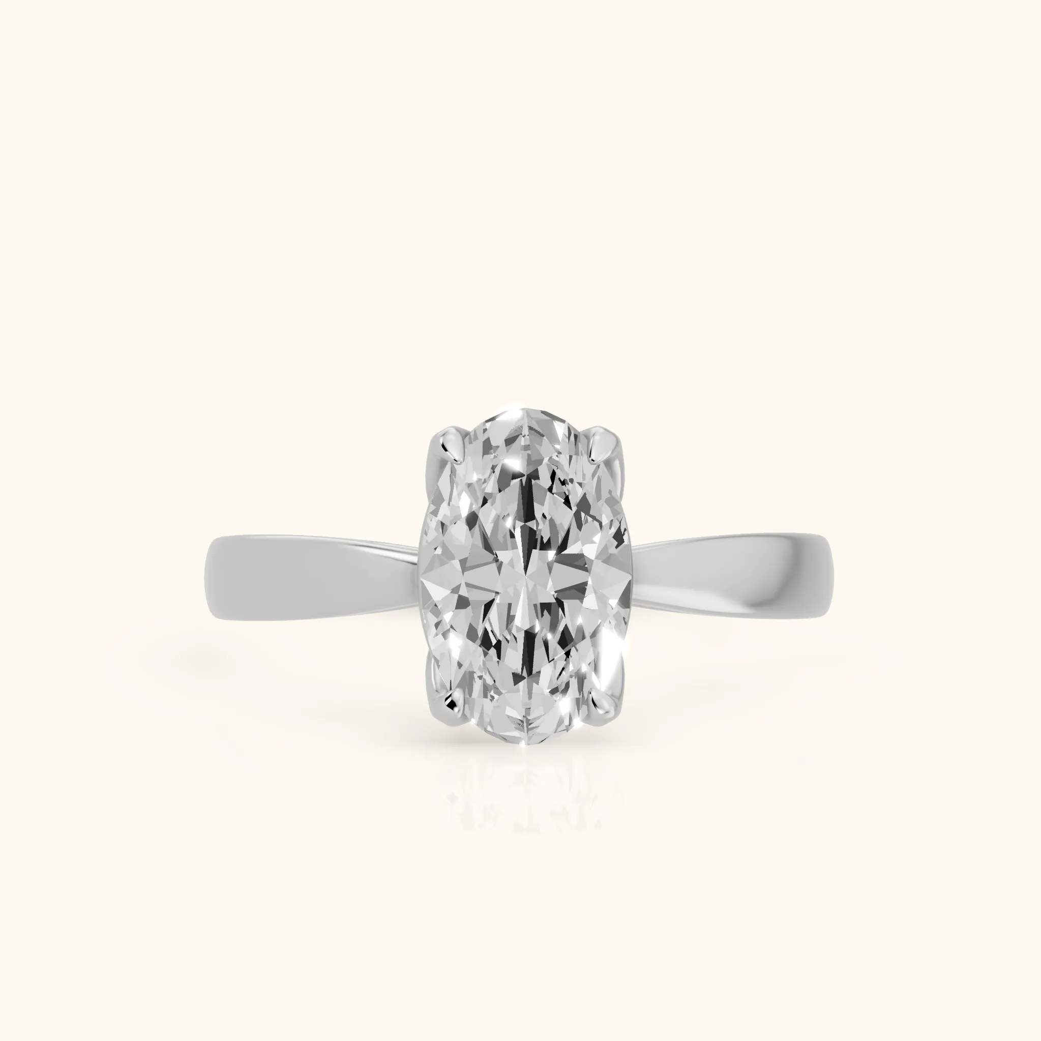 Lucia Solitaire Six-Prong Oval Diamond Engagement Ring in Platinum — view 1