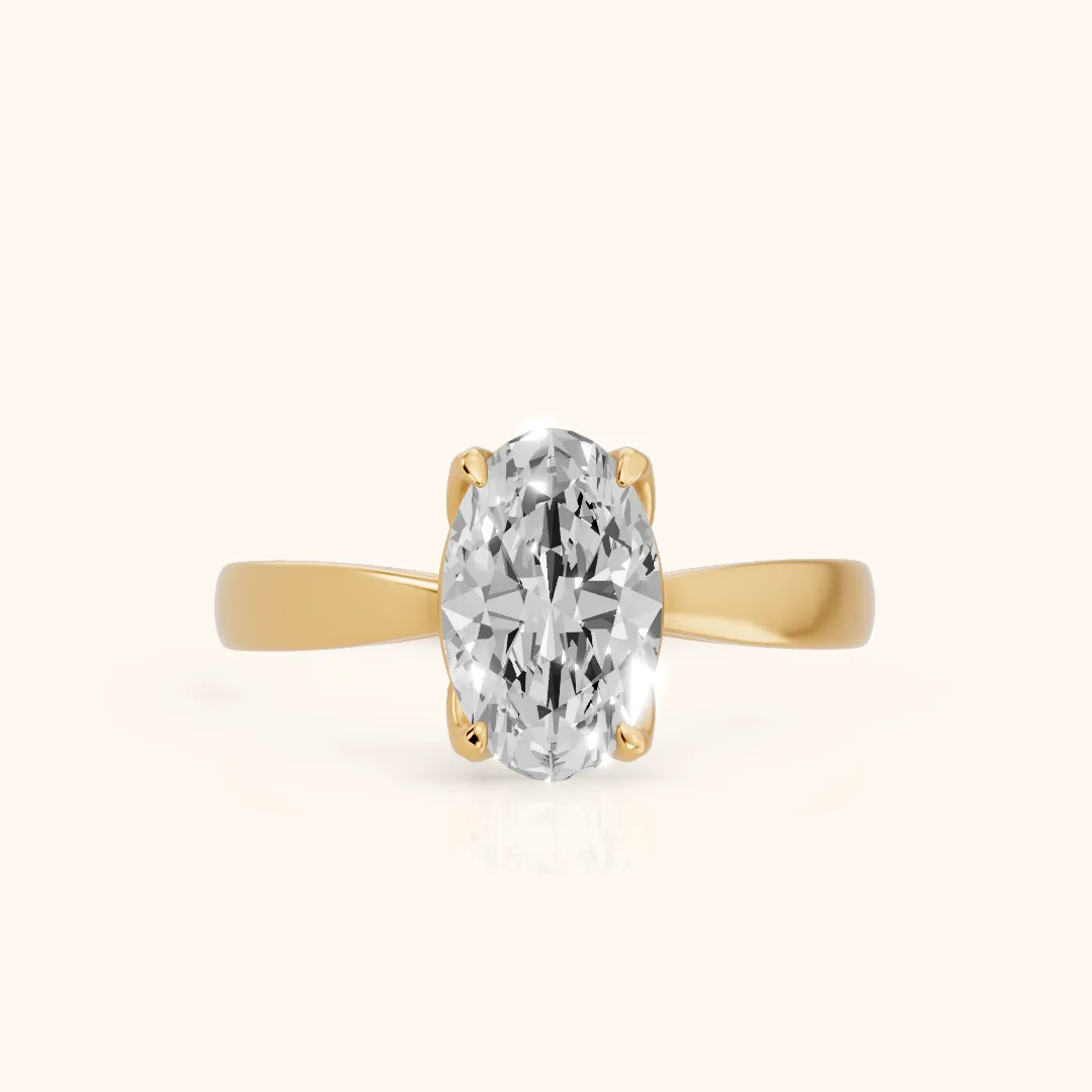 Lucia Solitaire Six-Prong Oval Diamond Engagement Ring in Yellow Gold — view 2