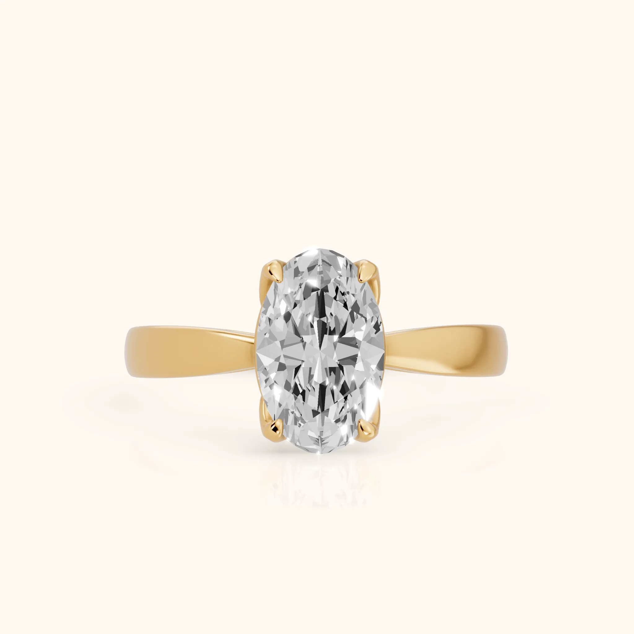 Lucia Solitaire Six-Prong Oval Diamond Engagement Ring in Yellow Gold — view 1