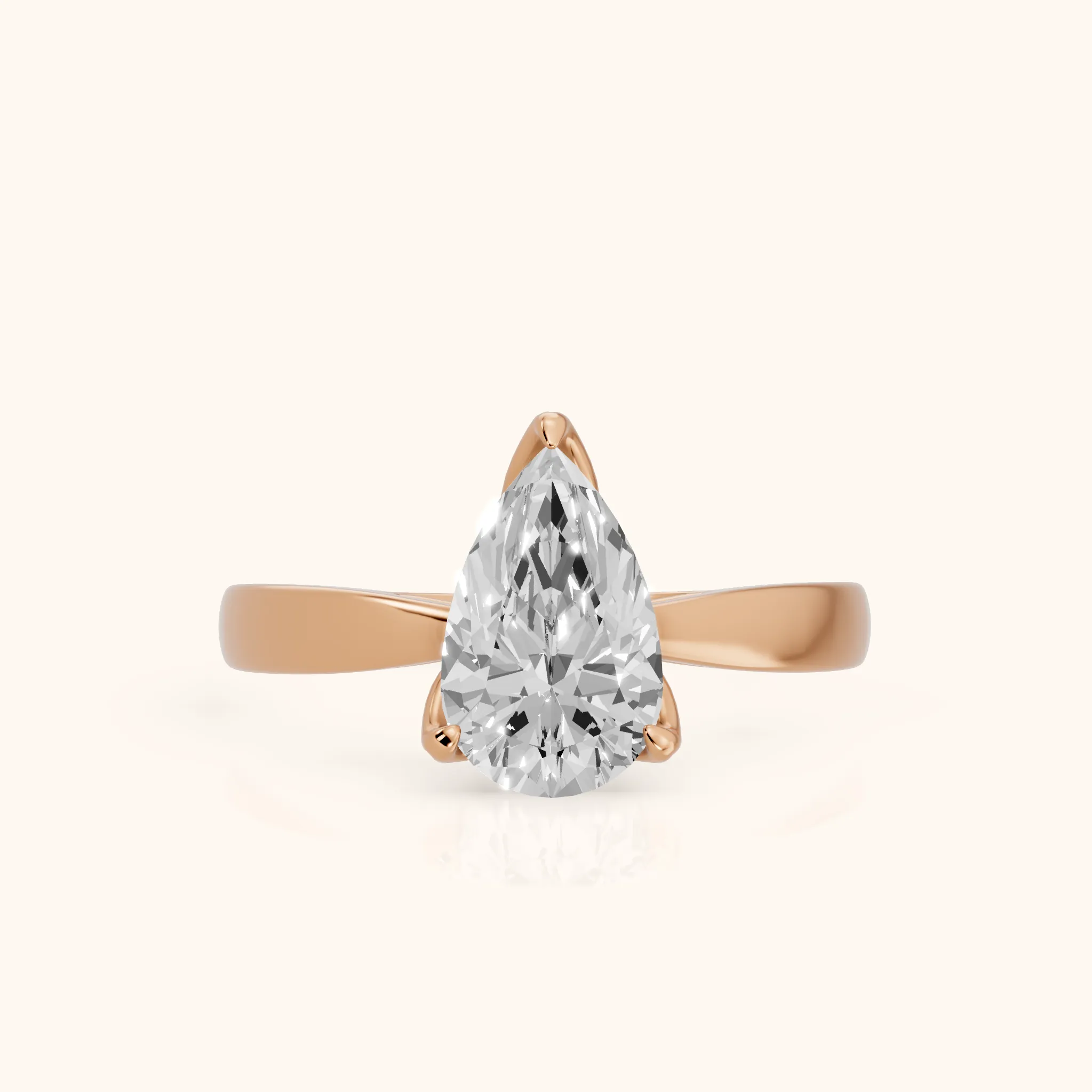Lucia Solitaire Six-Prong Pear Diamond Engagement Ring in Rose Gold — view 1