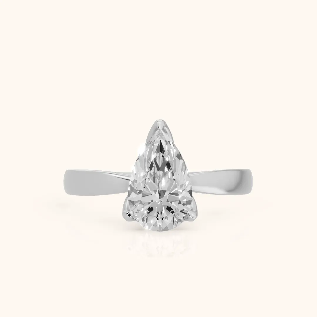 Lucia Solitaire Six-Prong Pear Diamond Engagement Ring in Silver — view 2