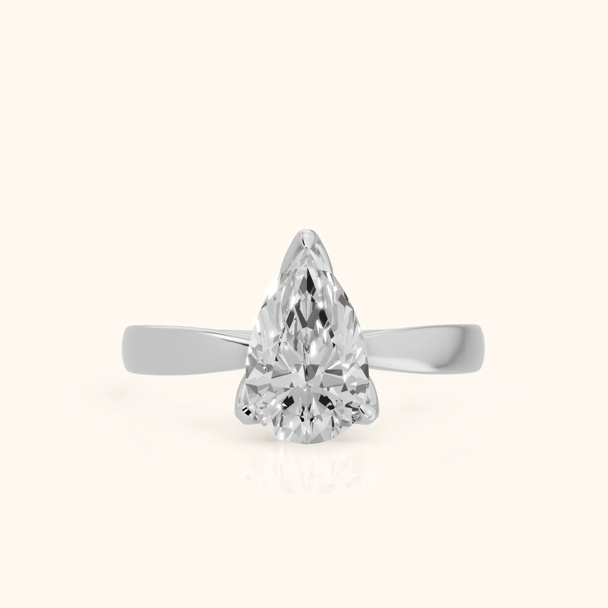 Lucia Solitaire Six-Prong Pear Diamond Engagement Ring in Silver — view 1