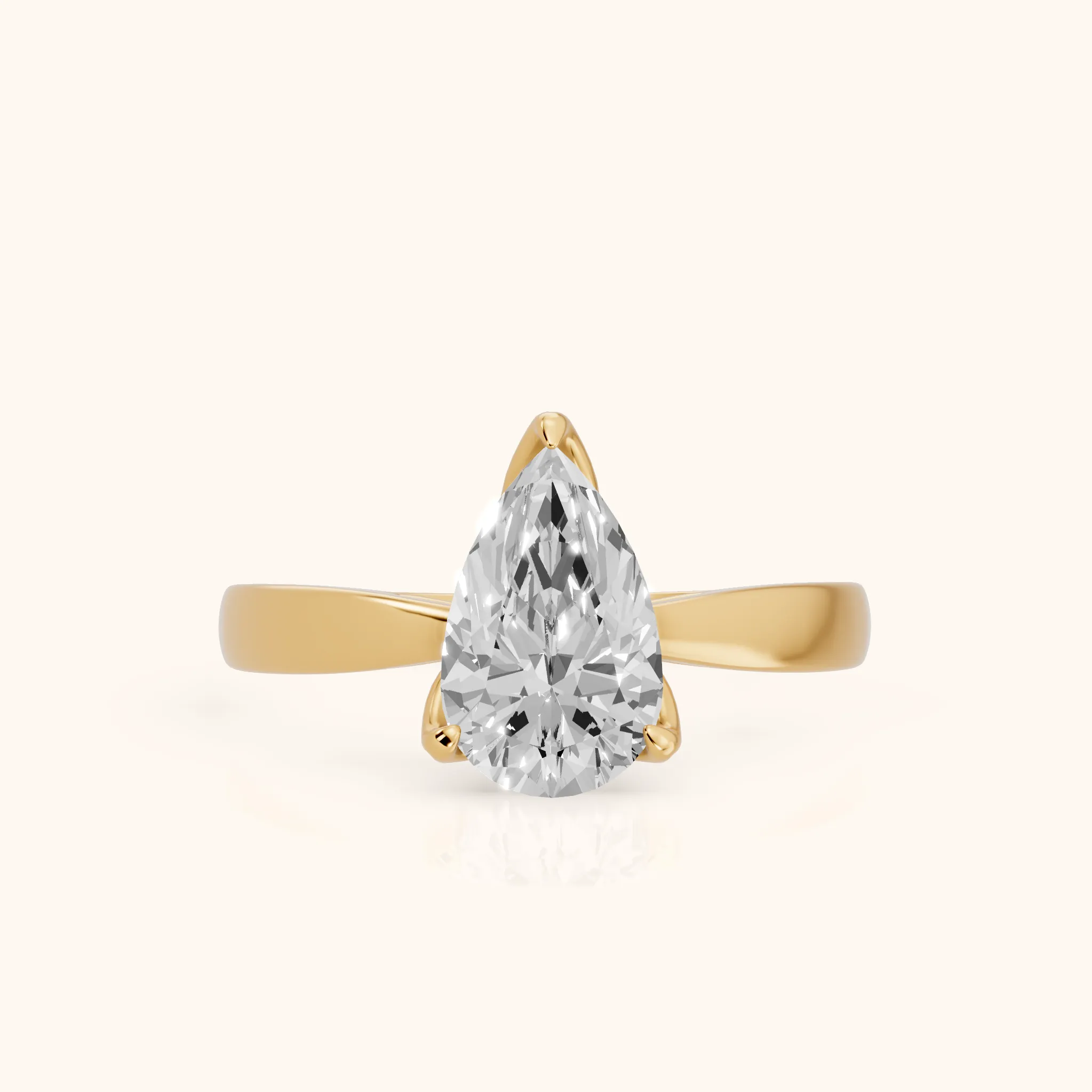 Lucia Solitaire Six-Prong Pear Diamond Engagement Ring in Yellow Gold — view 1