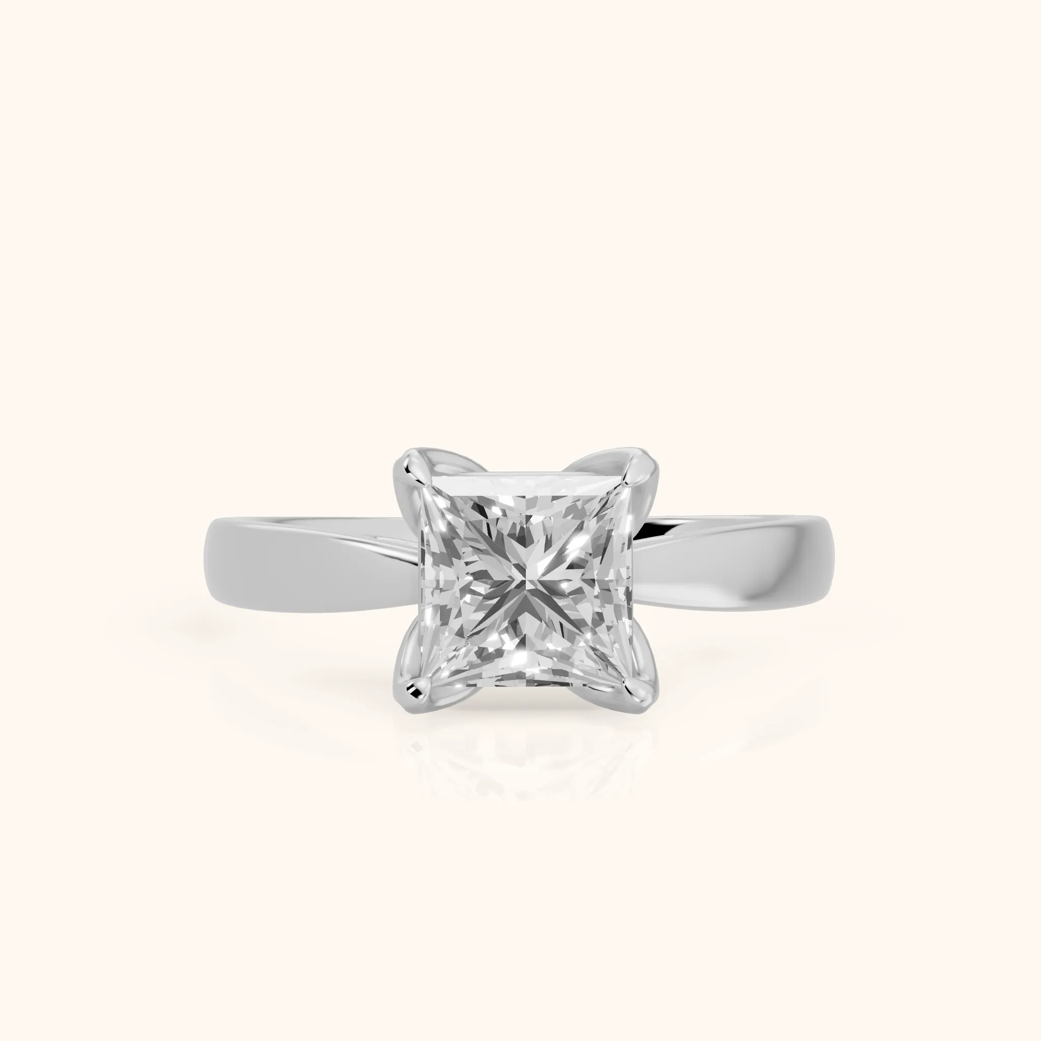 Lucia Solitaire Six-Prong Princess Diamond Engagement Ring in White Gold — view 1