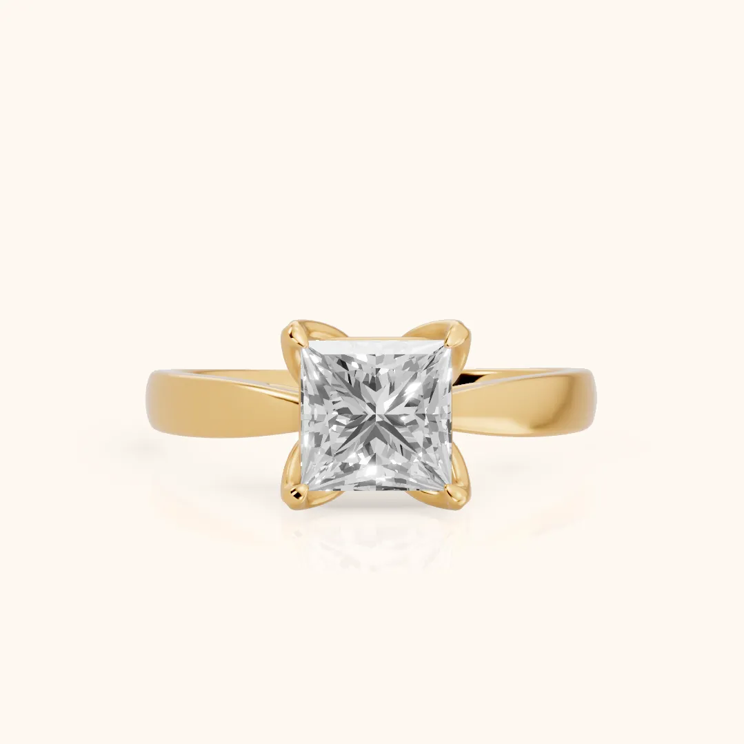 Lucia Solitaire Six-Prong Princess Diamond Engagement Ring in Yellow Gold — view 2