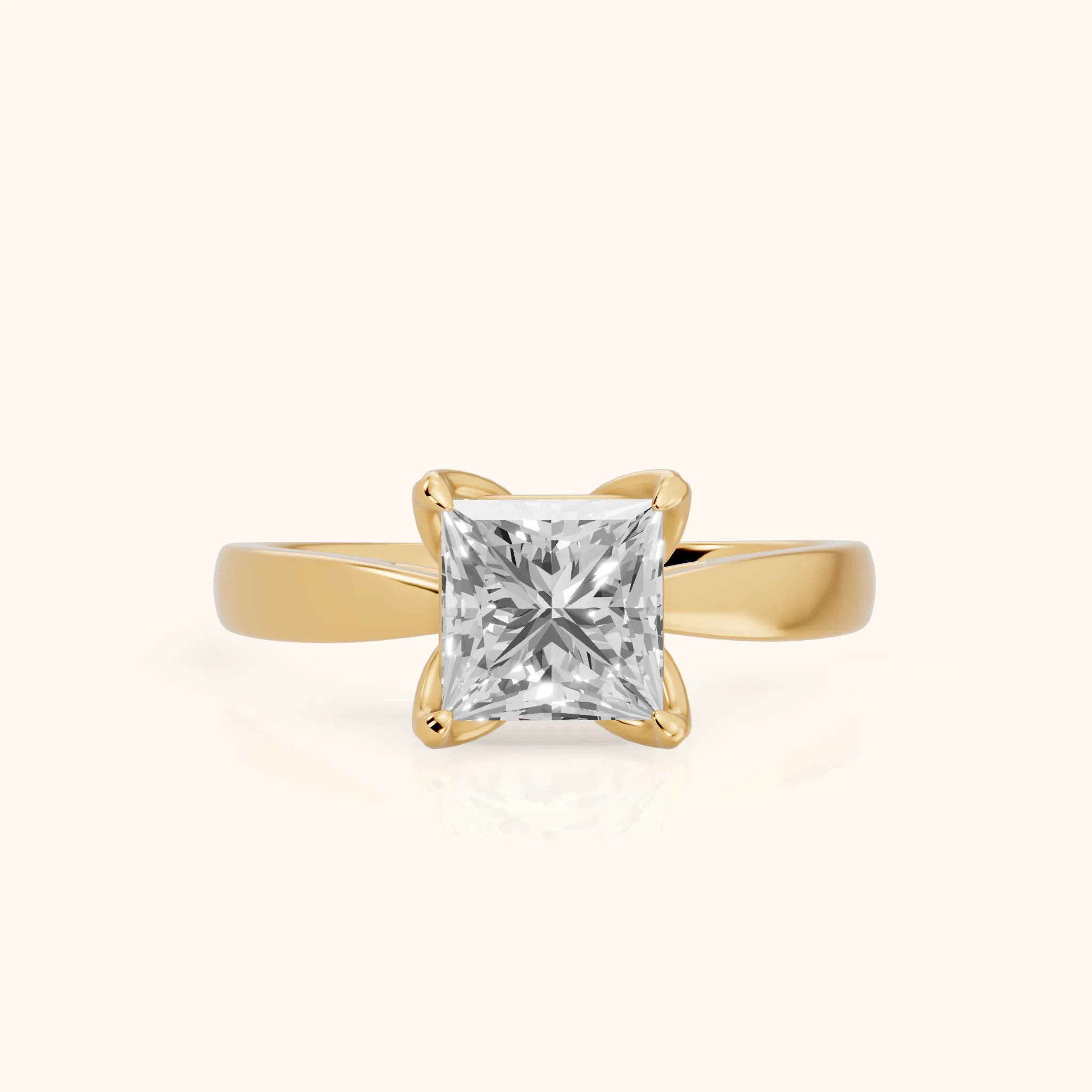 Lucia Solitaire Six-Prong Princess Diamond Engagement Ring in Yellow Gold — view 1