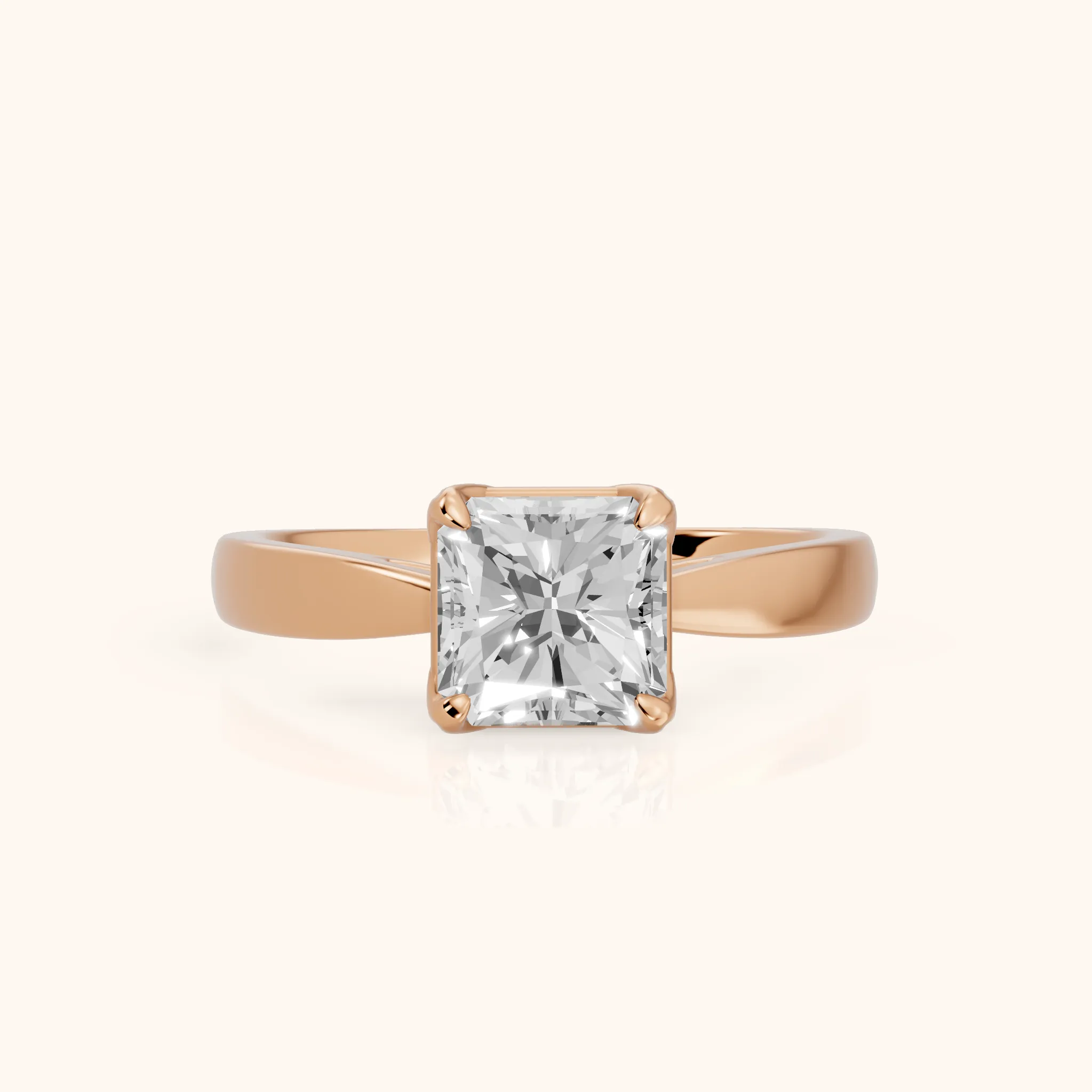 Lucia Solitaire Six-Prong Radiant Diamond Engagement Ring in Rose Gold — view 1