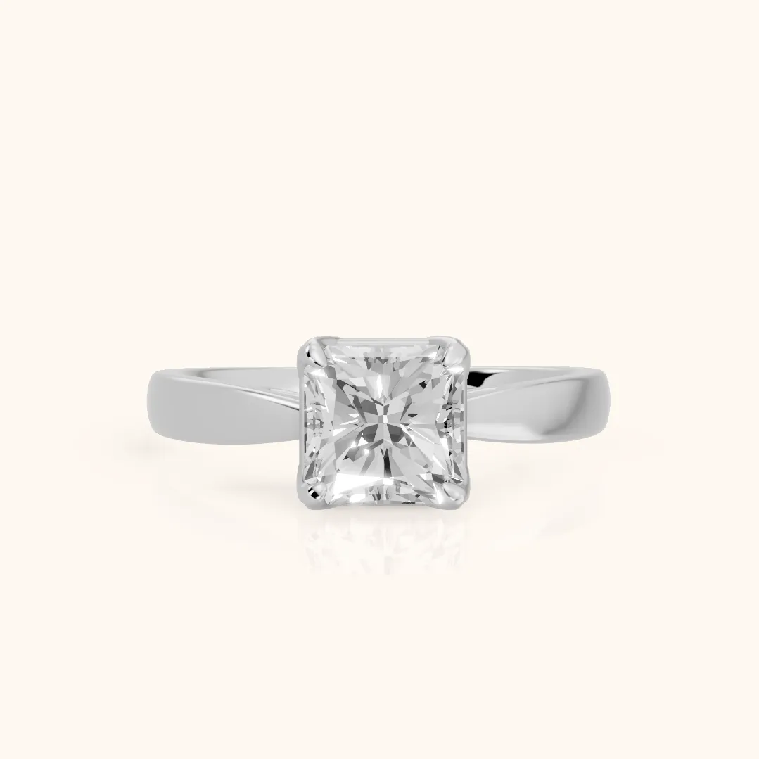 Lucia Solitaire Six-Prong Radiant Diamond Engagement Ring in Silver — view 2