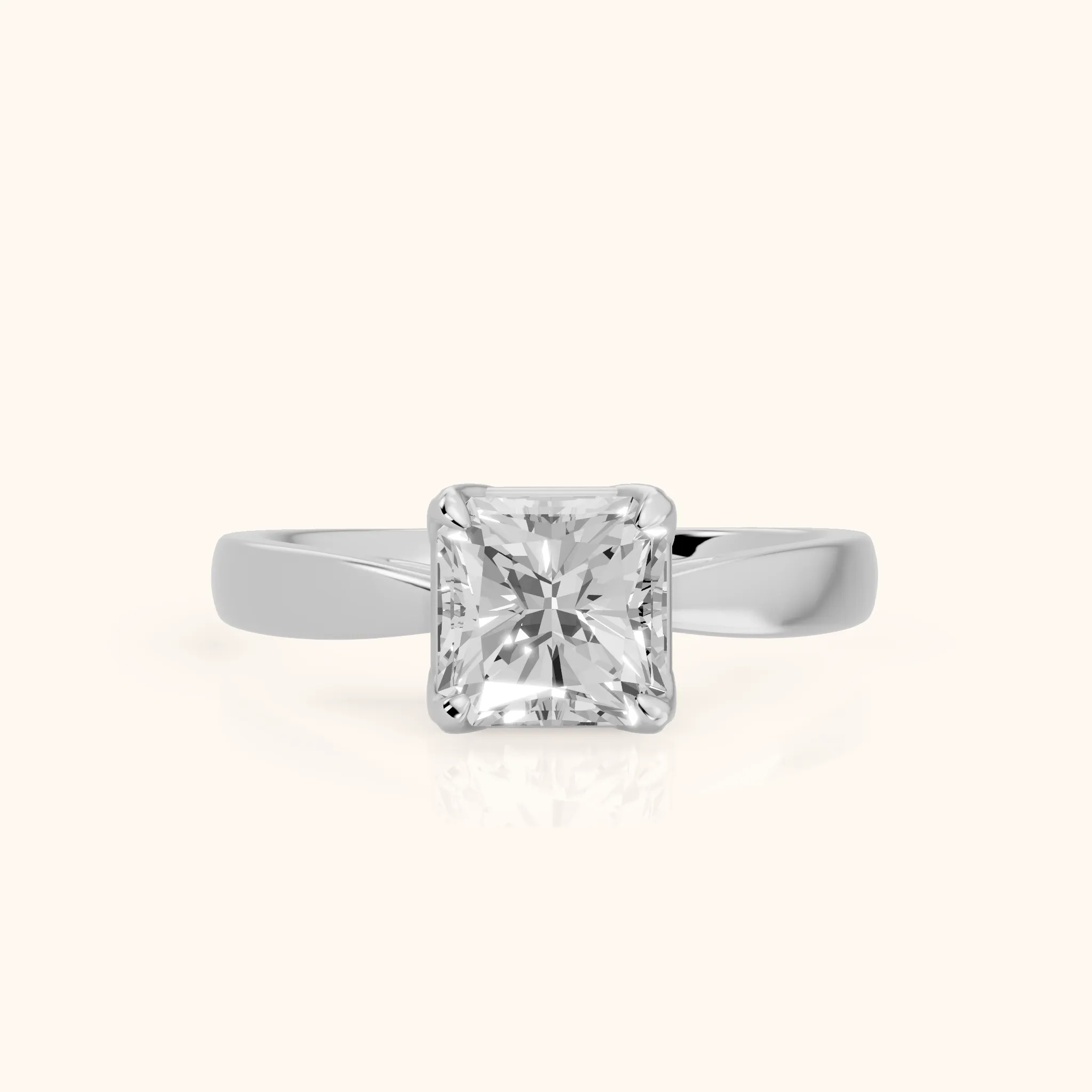 Lucia Solitaire Six-Prong Radiant Diamond Engagement Ring in Silver — view 1