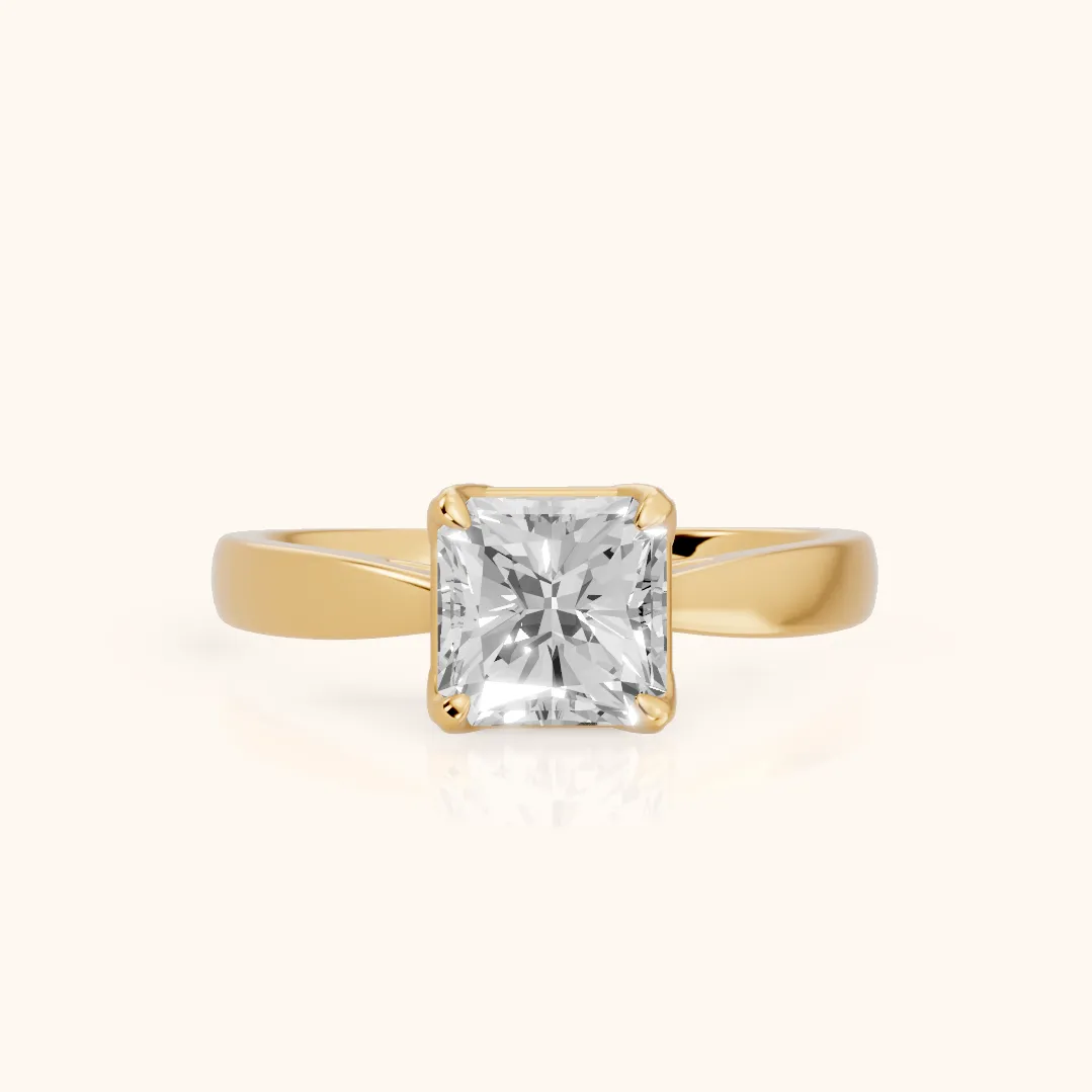 Lucia Solitaire Six-Prong Radiant Diamond Engagement Ring in Yellow Gold — view 2