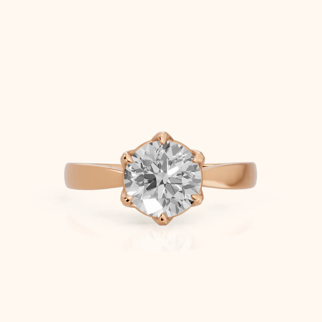 Lucia Solitaire Six-Prong Round Diamond Engagement Ring in Rose Gold — view 2