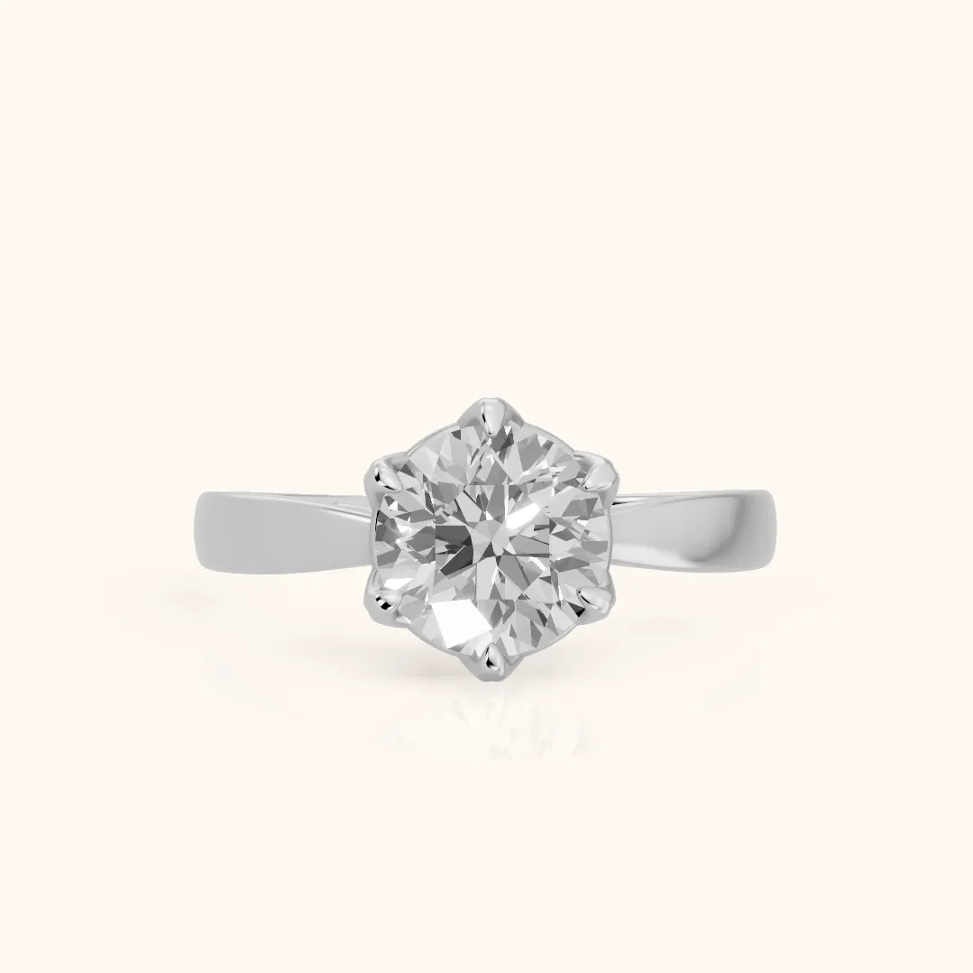 Lucia Solitaire Six-Prong Round Diamond Engagement Ring in White Gold — view 2