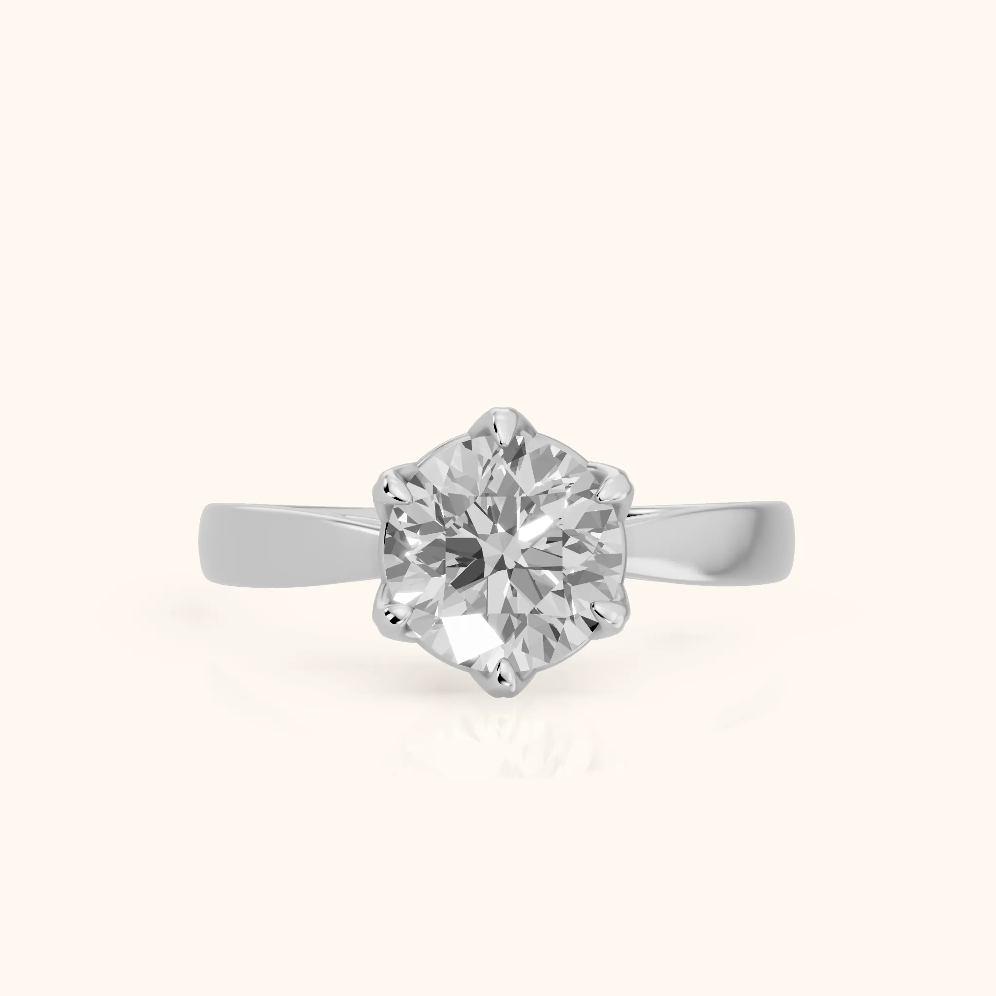 Lucia Solitaire Six-Prong Round Diamond Engagement Ring in White Gold — view 1