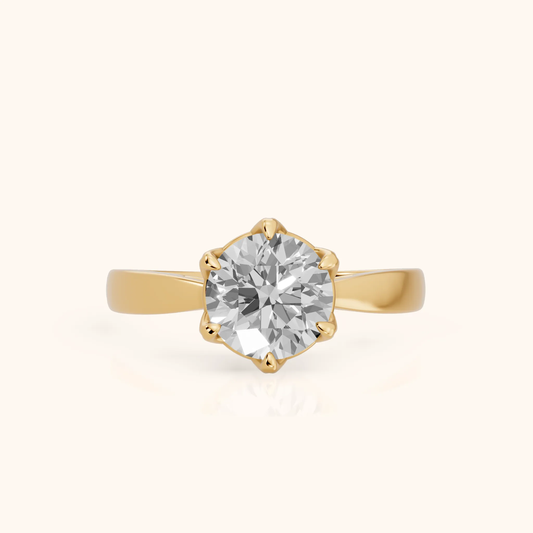 Lucia Solitaire Six-Prong Round Diamond Engagement Ring in Yellow Gold — view 1